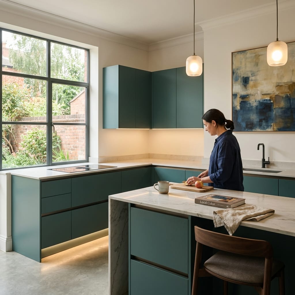 Bespoke kitchen designed for a Stirchley home, quality materials and considered layout