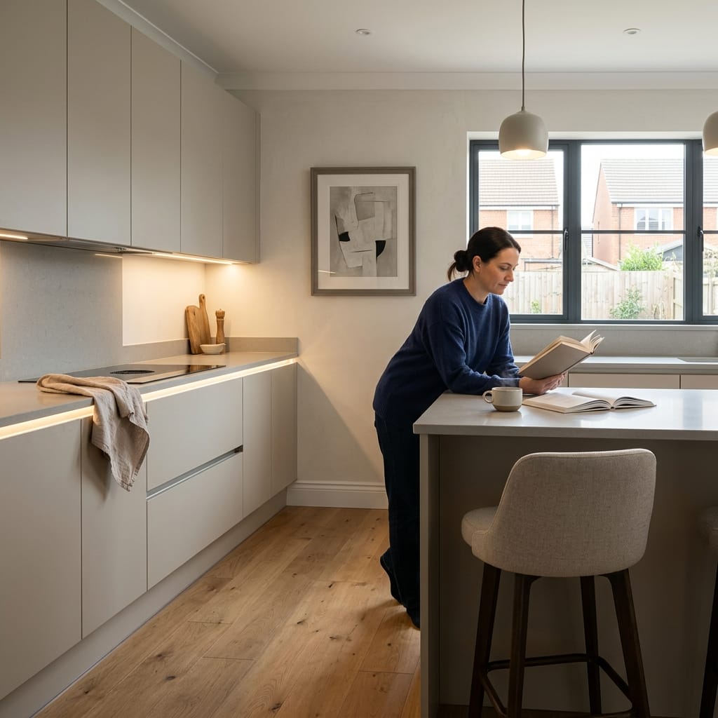 Bespoke kitchen designed for a Corby home, quality materials and considered layout