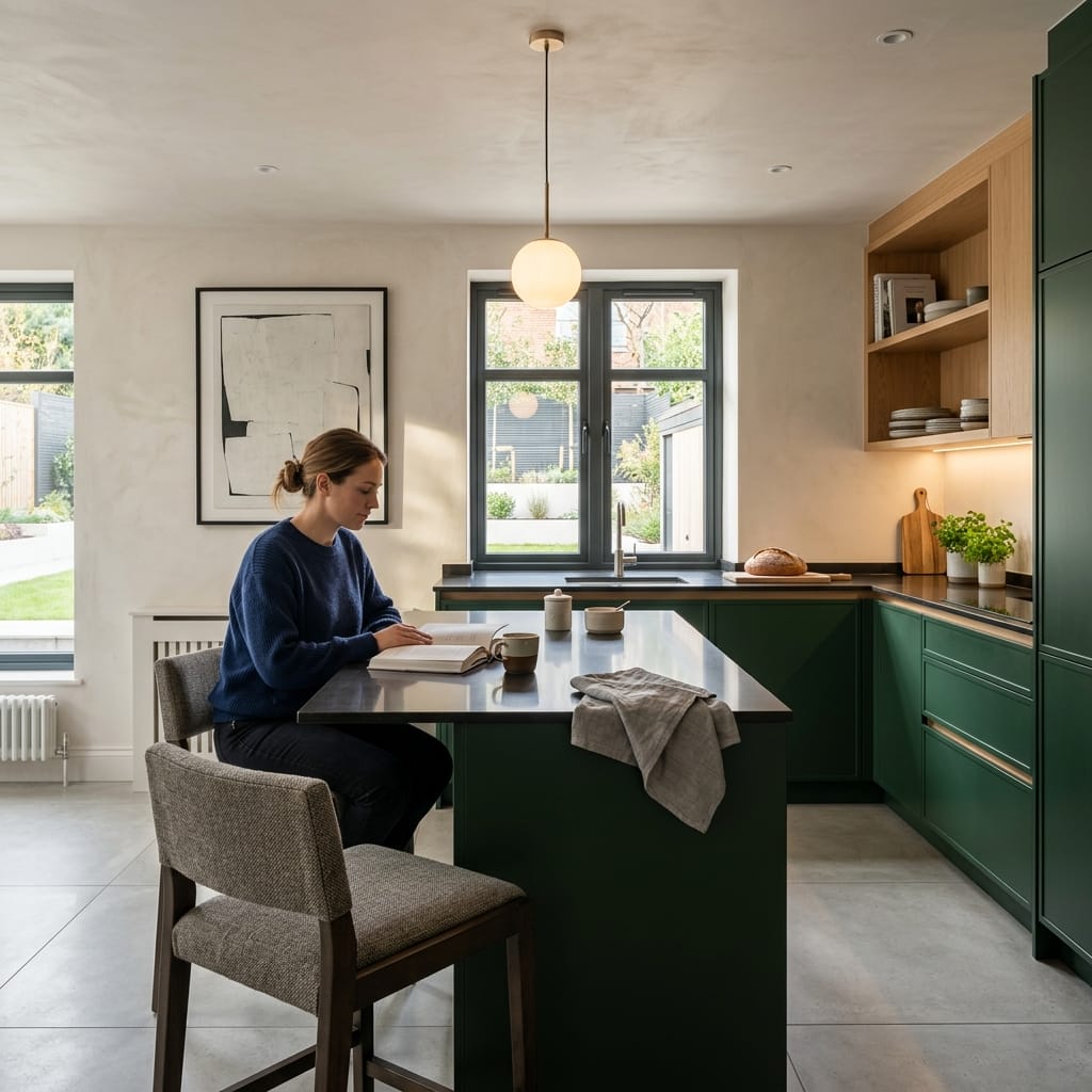 Bespoke kitchen designed for a Watford home, quality materials and considered layout
