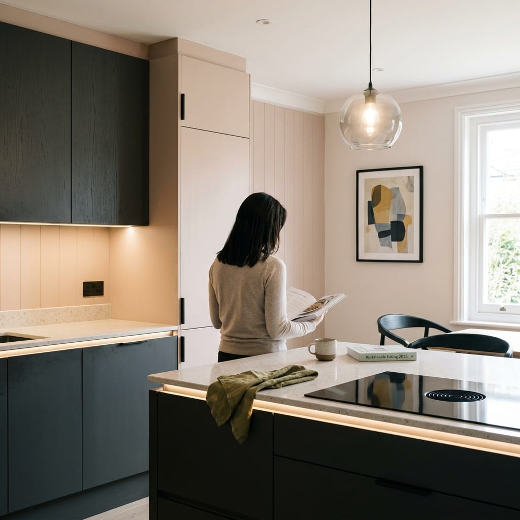 Bespoke kitchen designed for a Bishop's Stortford home, quality materials and considered layout