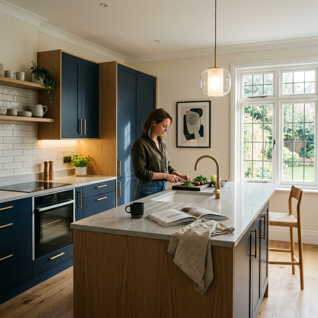 Bespoke kitchen designed for a Cheshunt home, quality materials and considered layout