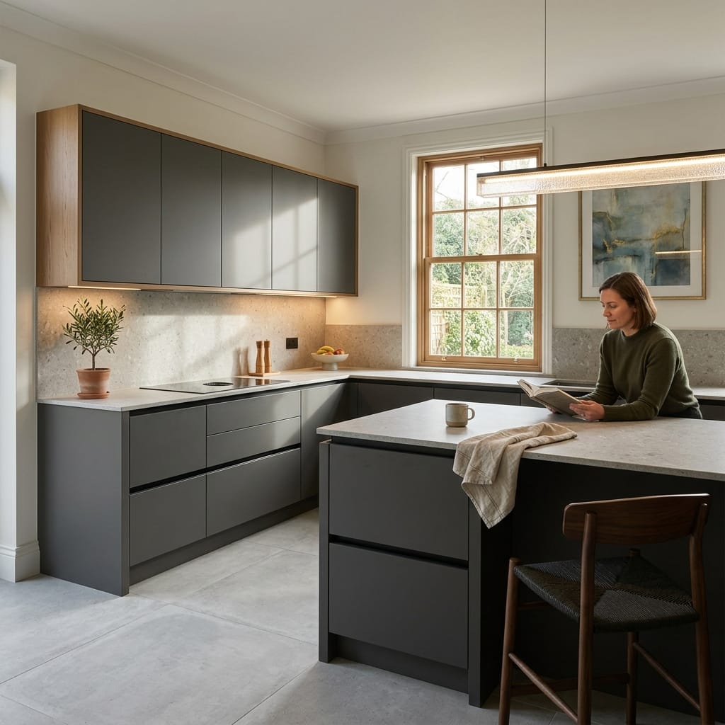 Bespoke kitchen designed for a Abingdon-on-Thames home, quality materials and considered layout