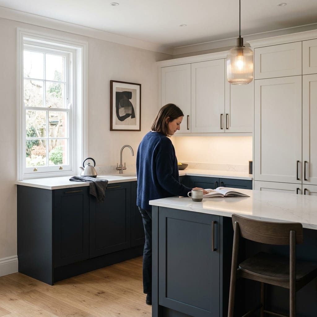 Bespoke kitchen designed for a Banstead home, quality materials and considered layout