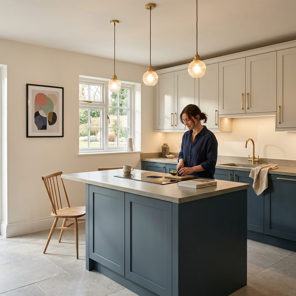 Bespoke kitchen designed for a Beaconsfield home, quality materials and considered layout