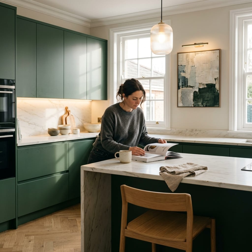 Bespoke kitchen designed for a Harpenden home, quality materials and considered layout