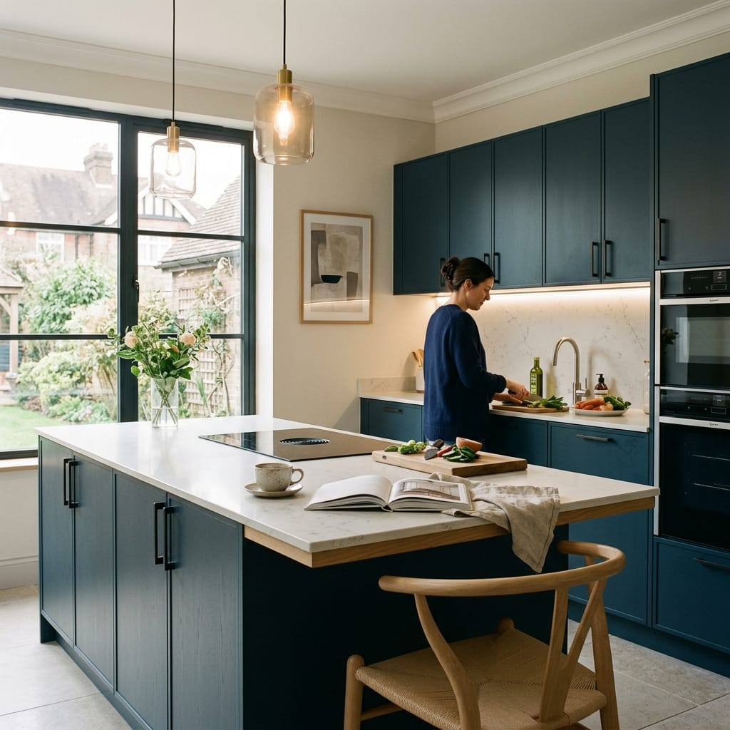 Bespoke kitchen designed for a Merstham home, quality materials and considered layout