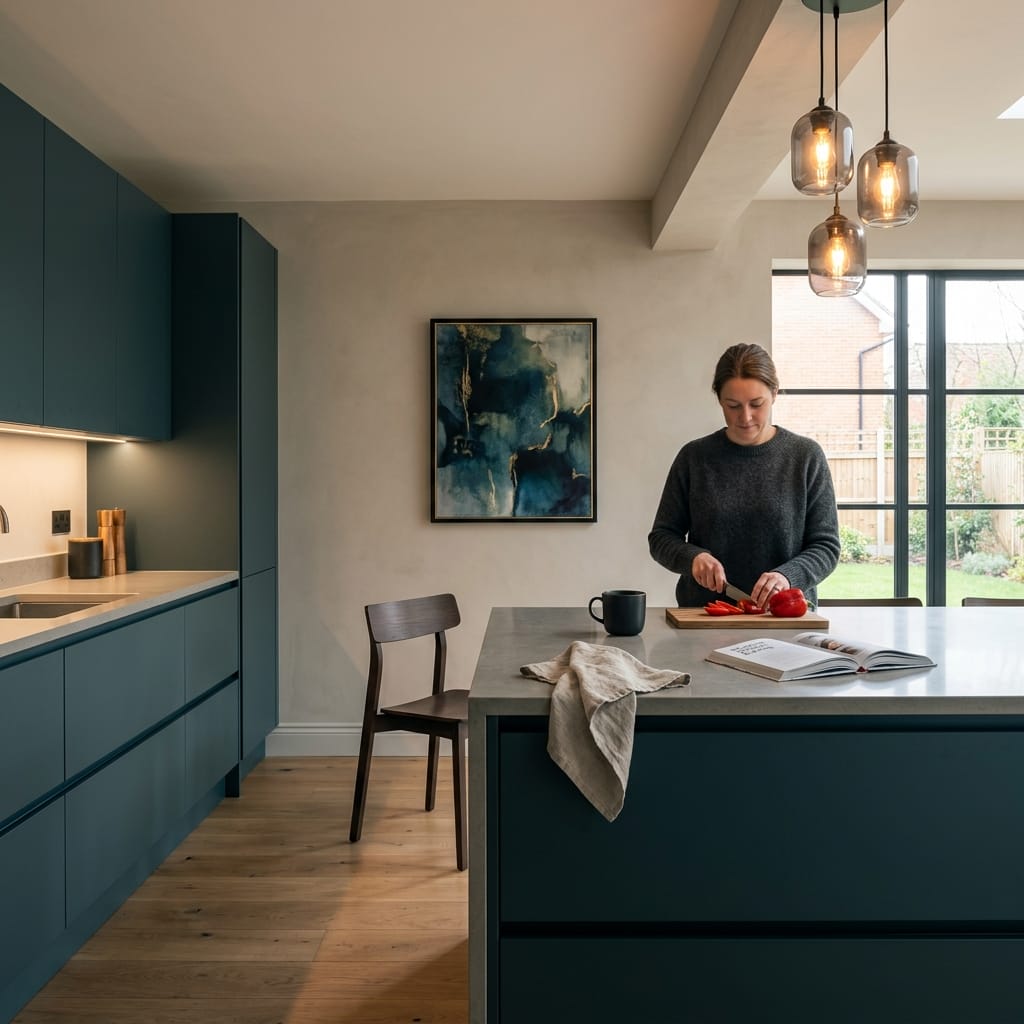 Bespoke kitchen designed for a Milton Keynes home, quality materials and considered layout