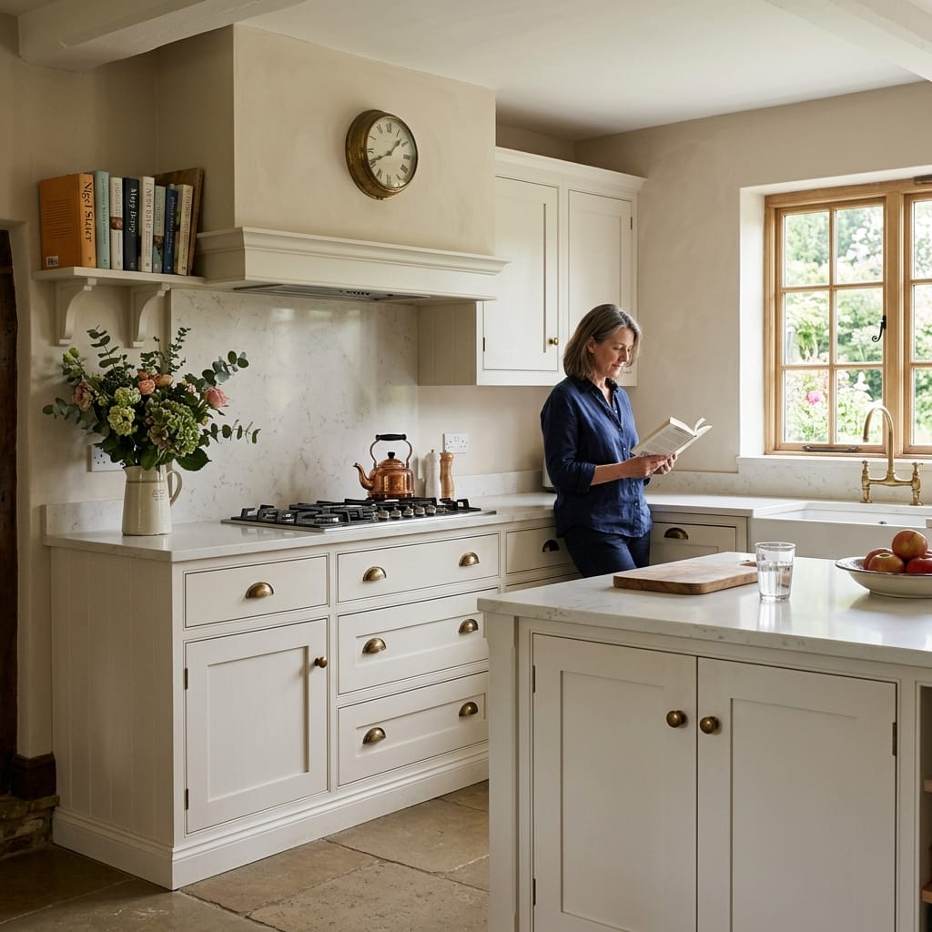 square2_800x800-80 cream shaker-style kitchen with brass handles and marble worktops