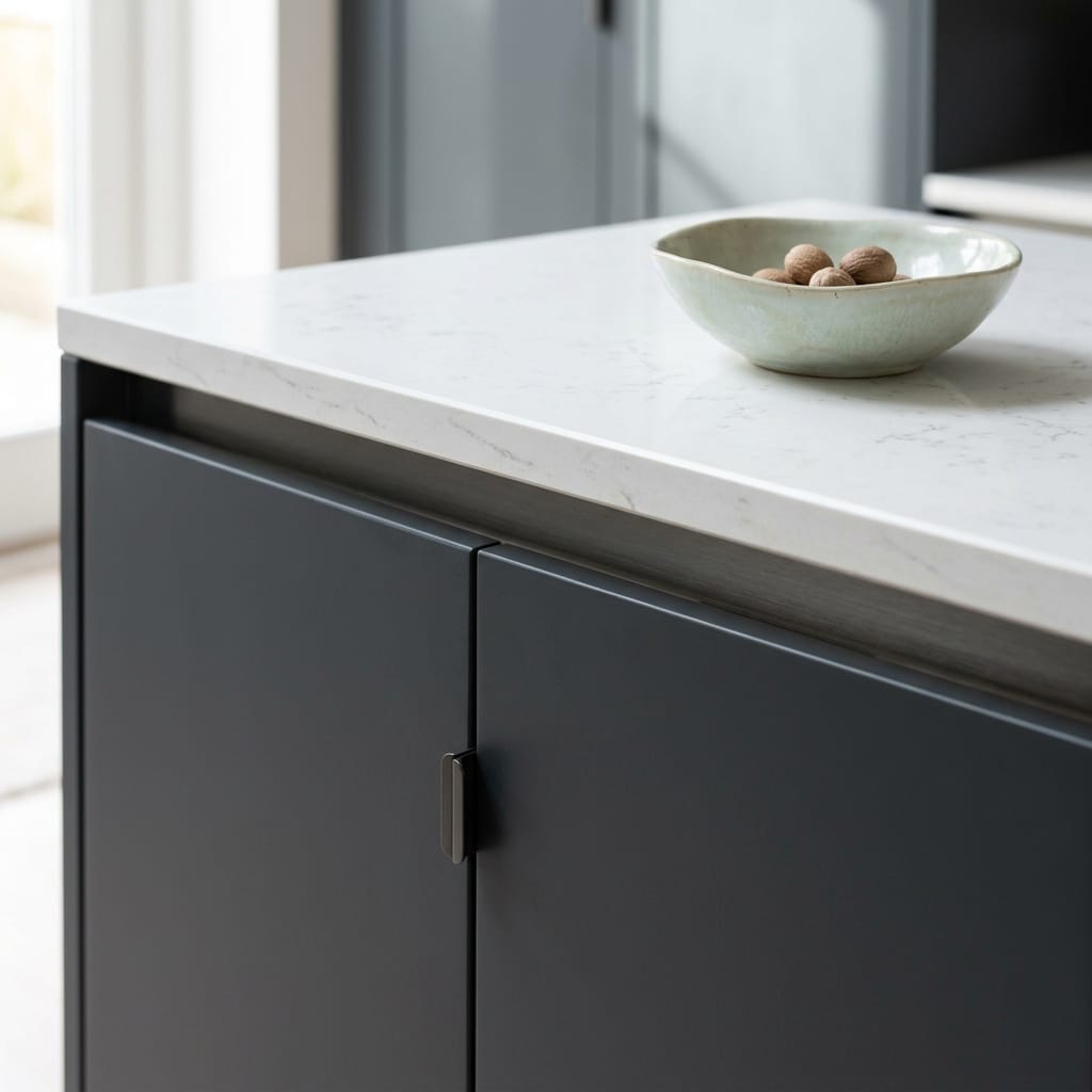 square3_800x800-174 Matte dark grey unit with white marble worktop and ceramic bowl