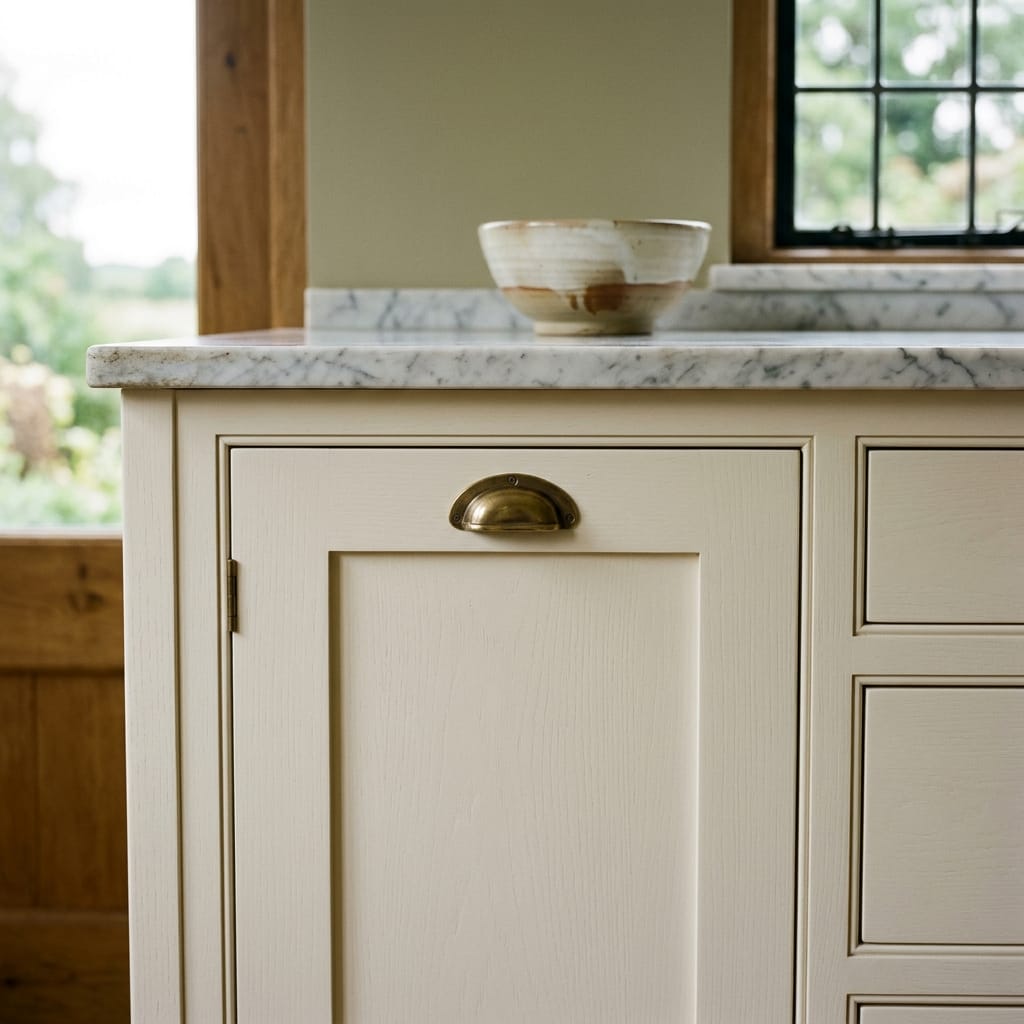 square3_800x800-67 cream panelled cupboard with brass handle and marble worktop
