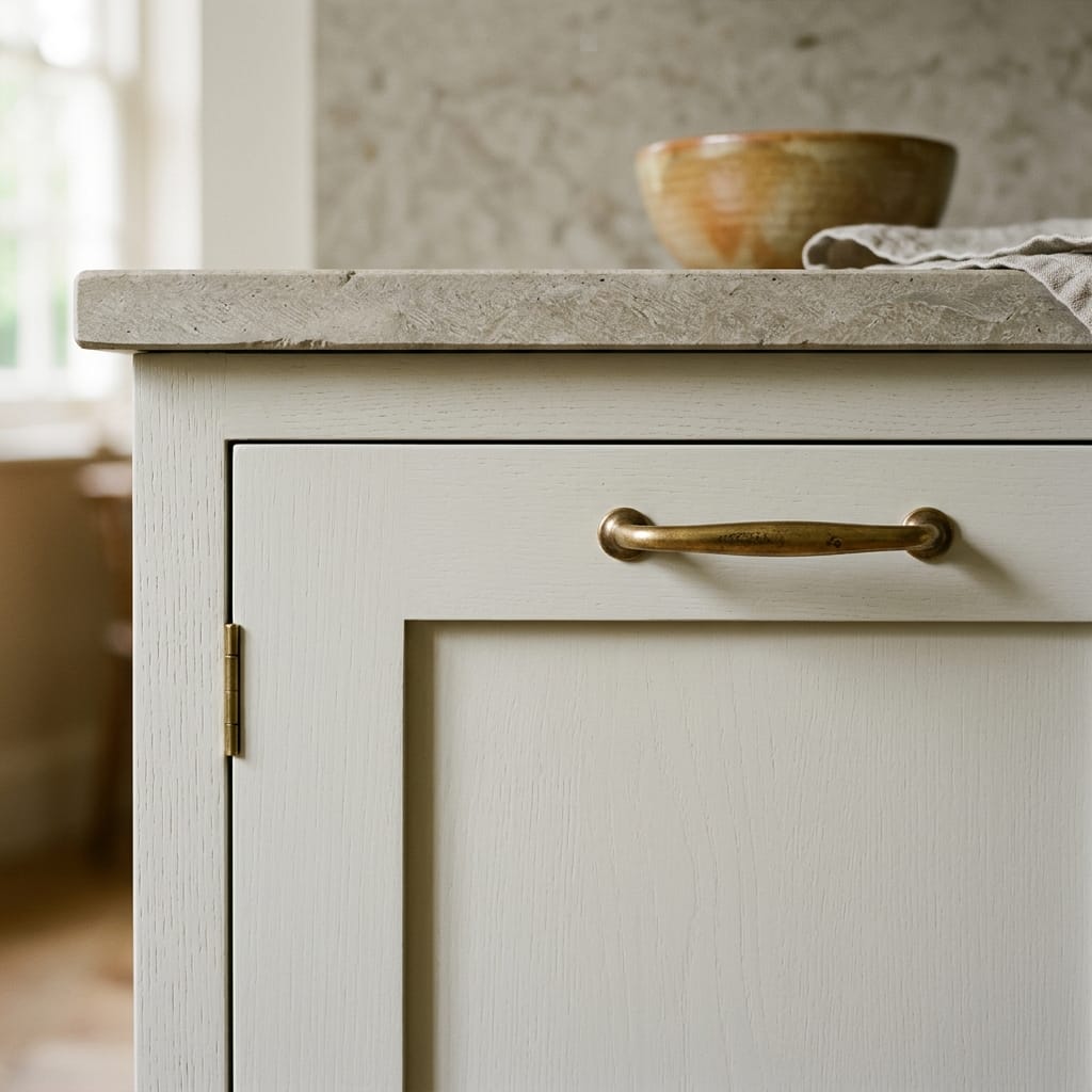 square3_800x800-82 cream shaker-style cupboard with brass handle and stone worktop
