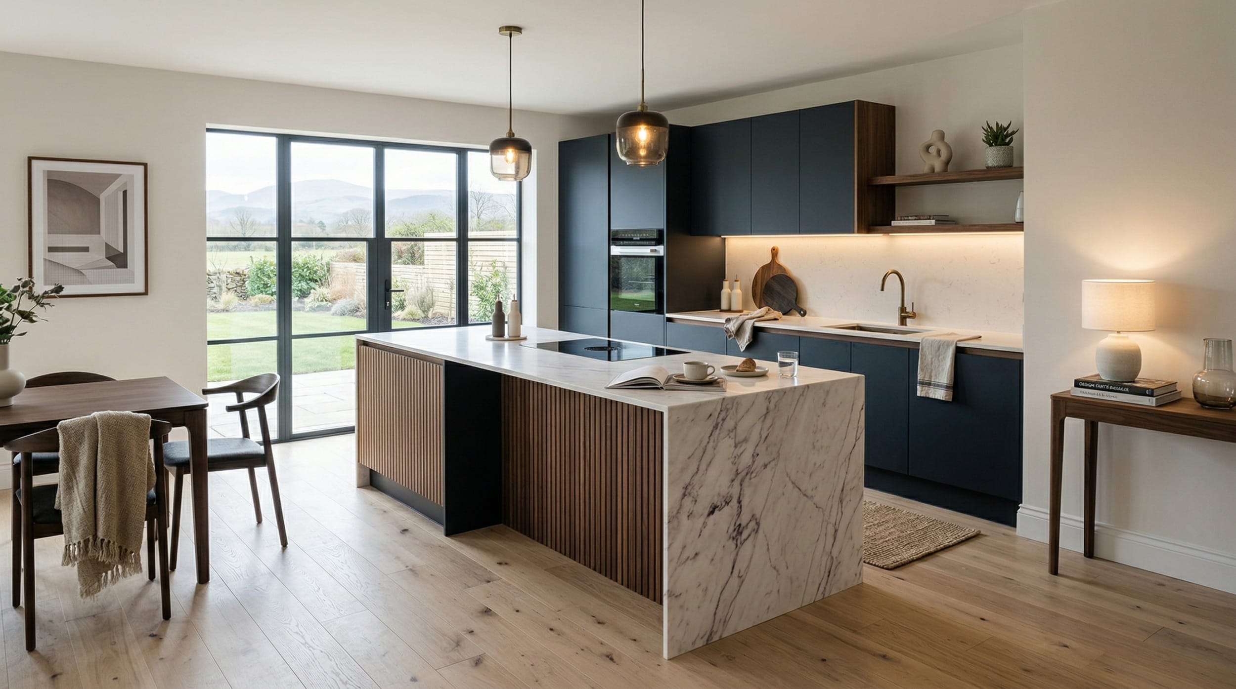 hero2_1200x675-110 Mastercraft bespoke kitchen in Workington, wide architectural view showing room volume and design quality