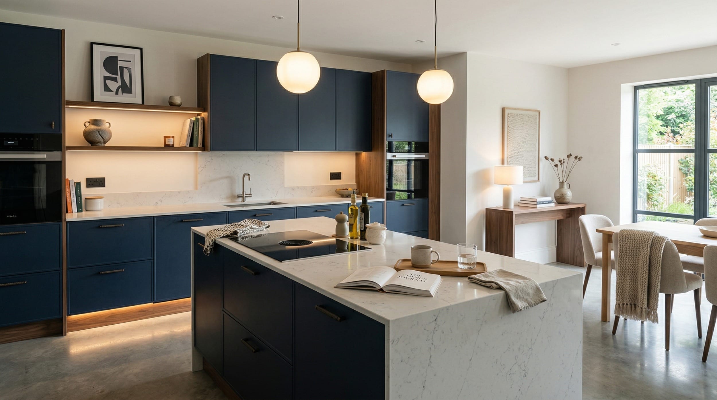 Mastercraft bespoke kitchen in Cannock, wide architectural view showing room volume and design quality