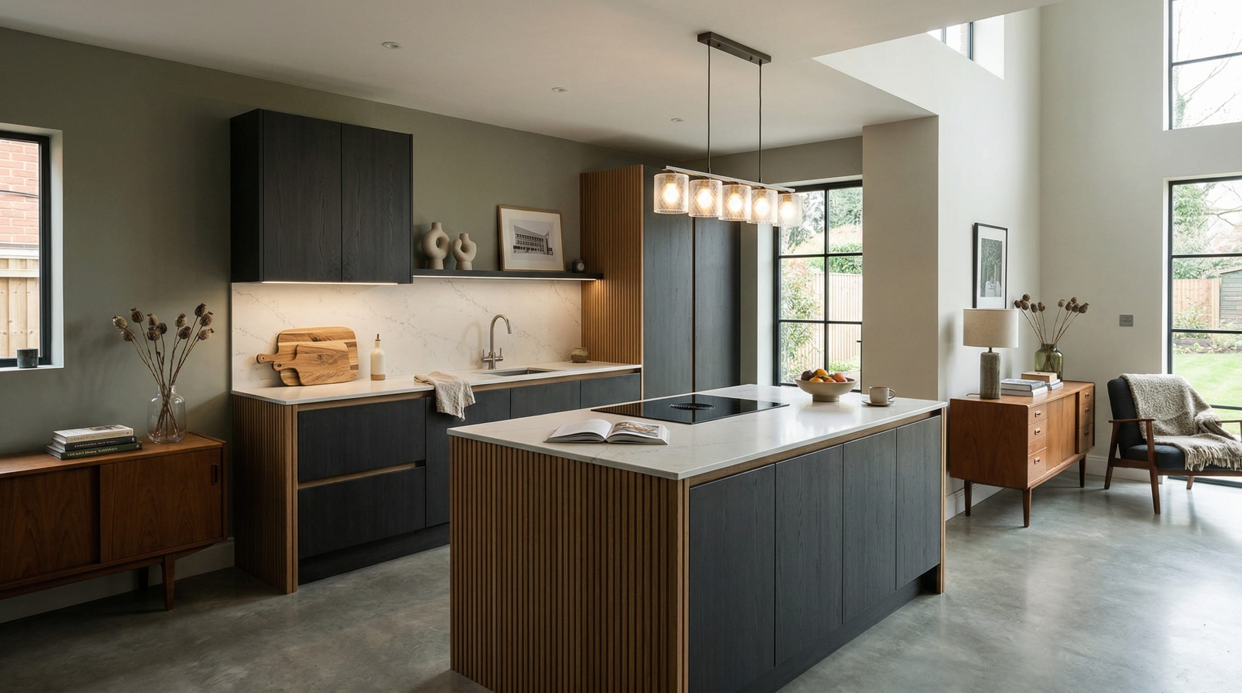 hero2_1200x675-115 Mastercraft bespoke kitchen in Chasetown, wide architectural view showing room volume and design quality