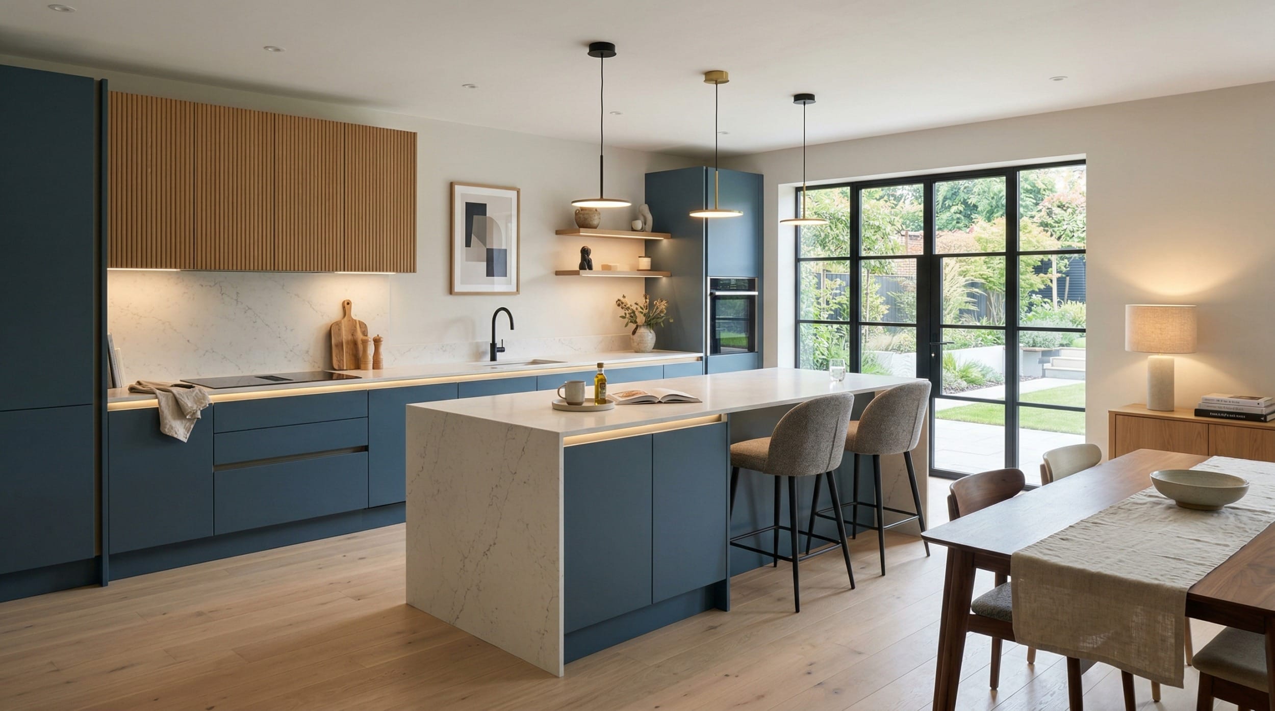 hero2_1200x675-118 Mastercraft bespoke kitchen in Lichfield, wide architectural view showing room volume and design quality