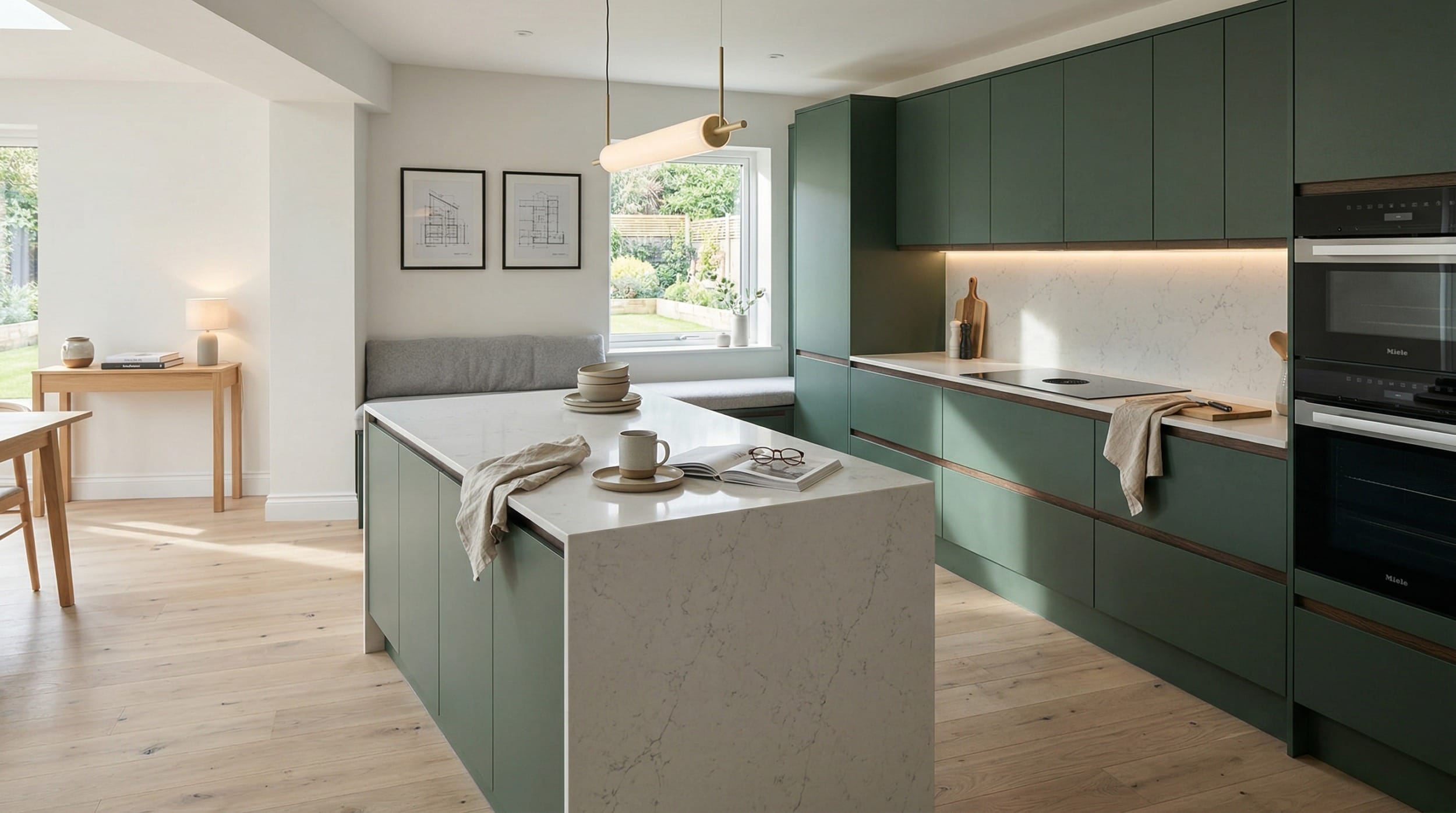 hero2_1200x675-122 Mastercraft bespoke kitchen in Stafford, wide architectural view showing room volume and design quality