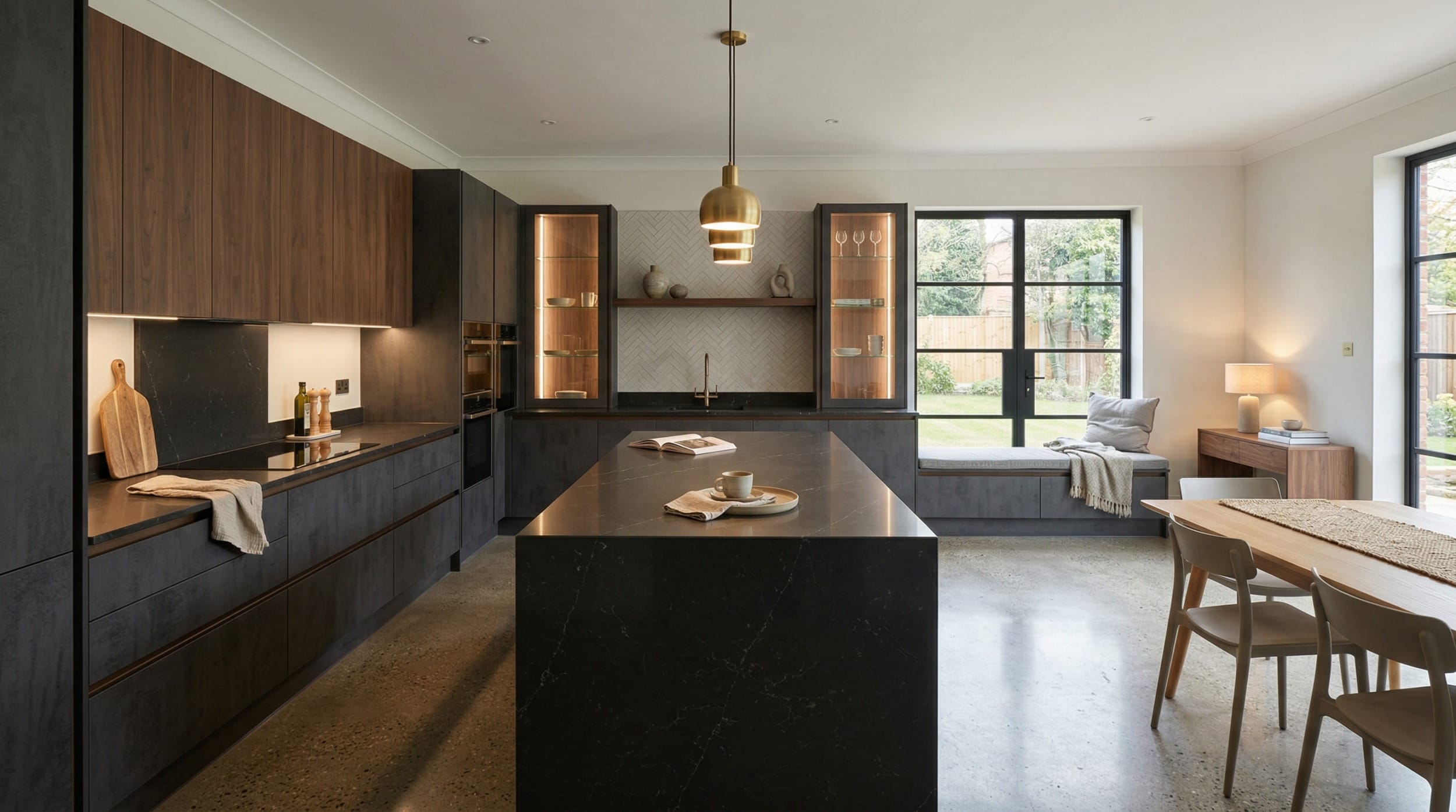 hero2_1200x675-131 Mastercraft bespoke kitchen in Creswell, wide architectural view showing room volume and design quality