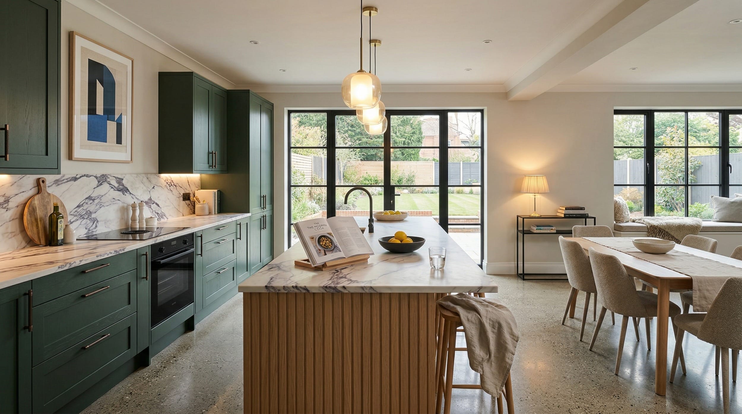 hero2_1200x675-141 Mastercraft bespoke kitchen in Swadlincote, wide architectural view showing room volume and design quality