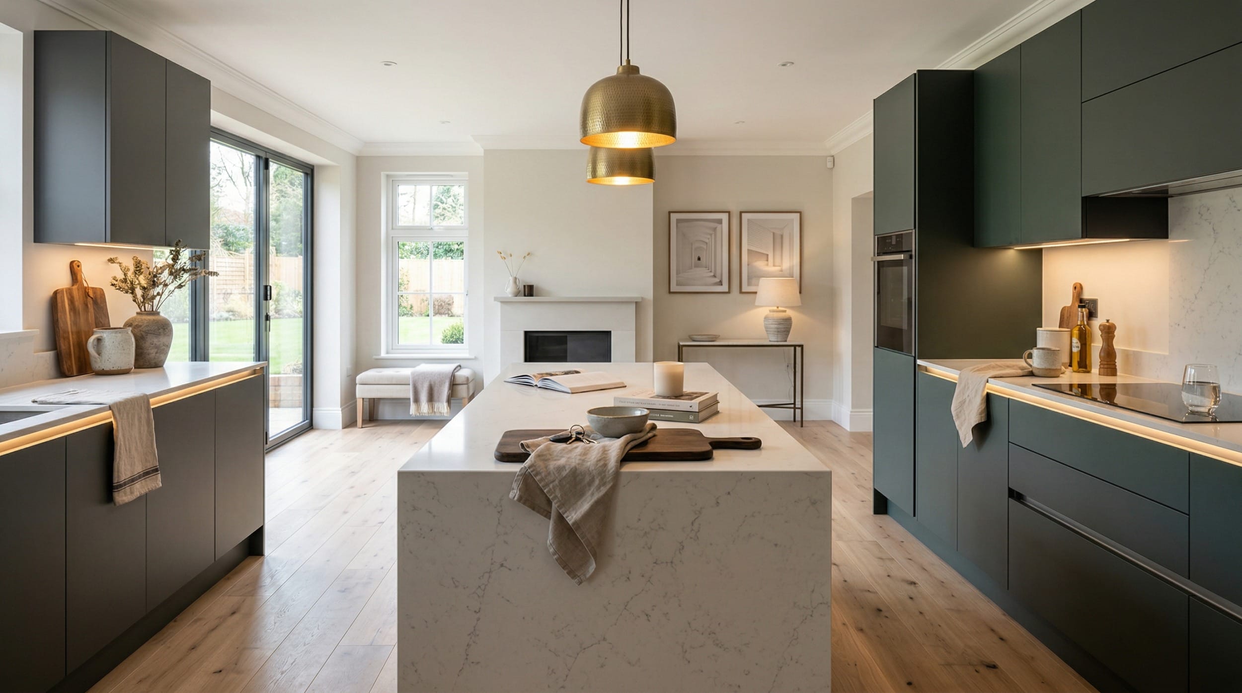 hero2_1200x675-160 Mastercraft bespoke kitchen in Atherstone, wide architectural view showing room volume and design quality