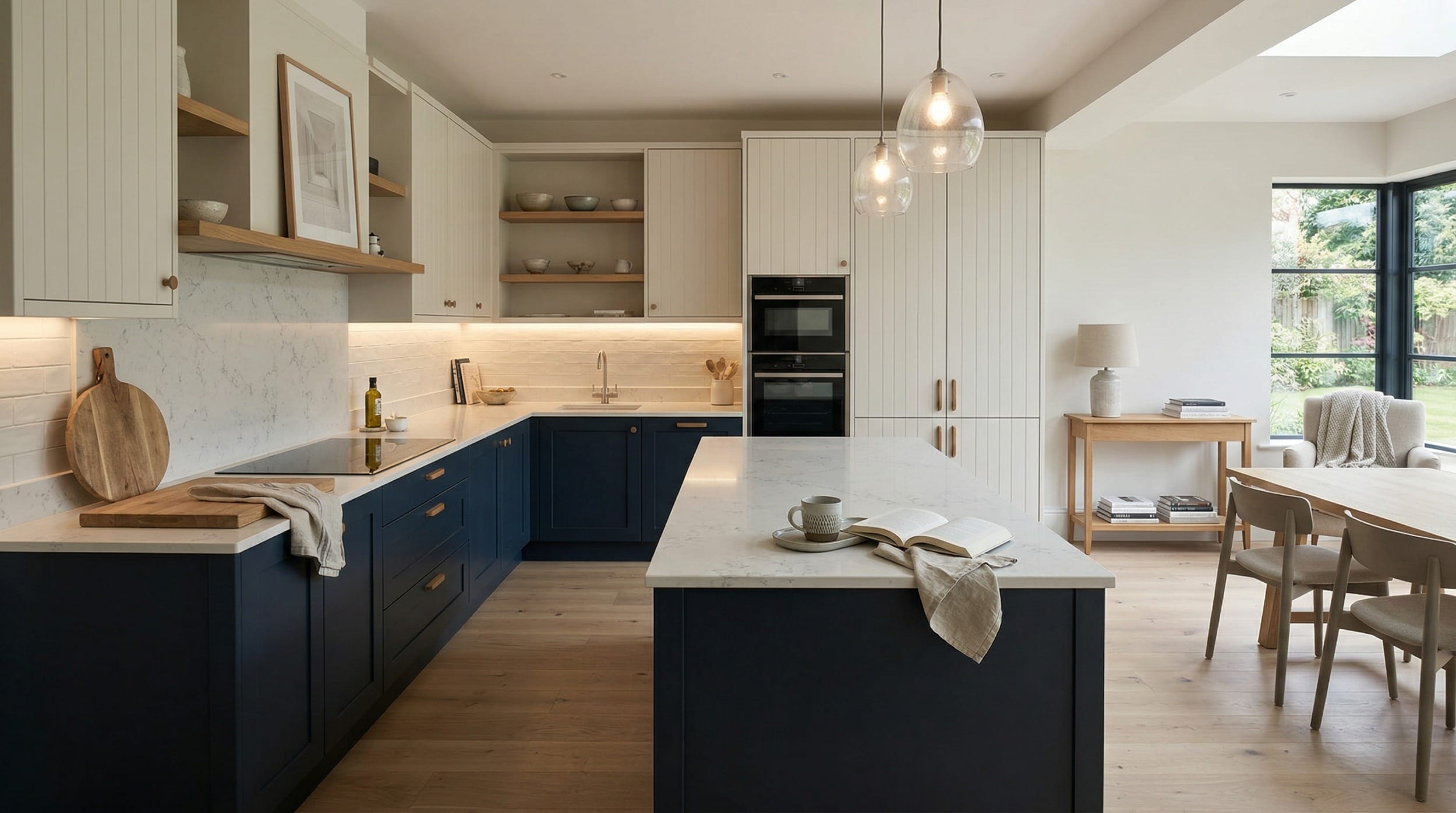 hero2_1200x675-176 Mastercraft bespoke kitchen in Leatherhead, wide architectural view showing room volume and design quality