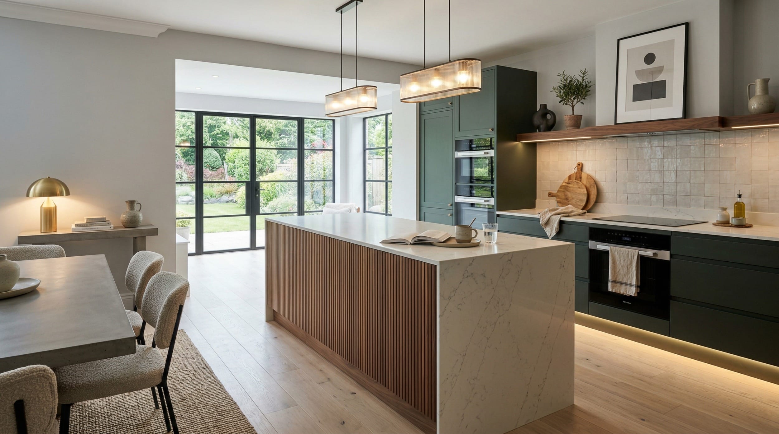 hero2_1200x675-234 Mastercraft bespoke kitchen in Criccieth, wide architectural view showing room volume and design quality