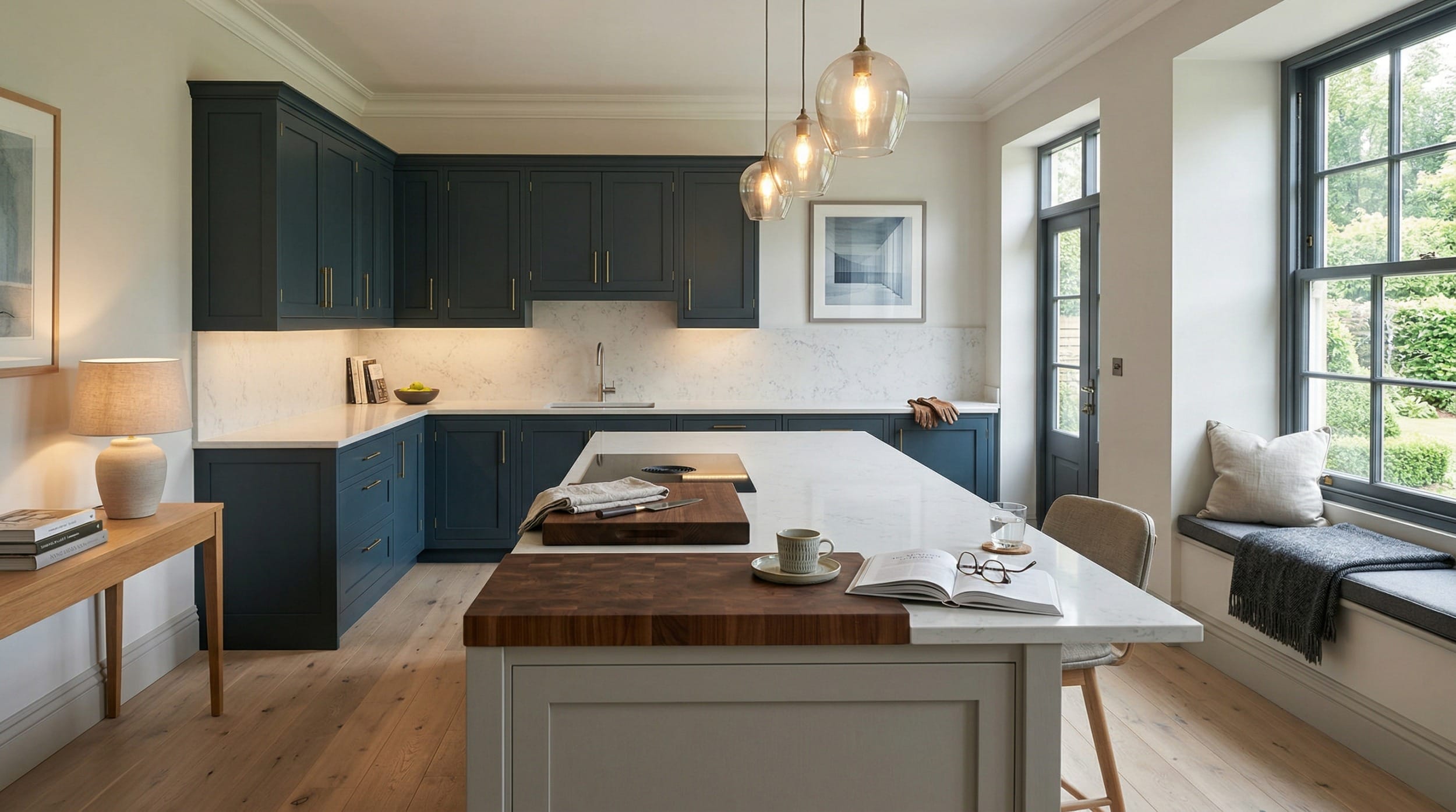 hero2_1200x675-260 Mastercraft bespoke kitchen in Bretton, wide architectural view showing room volume and design quality