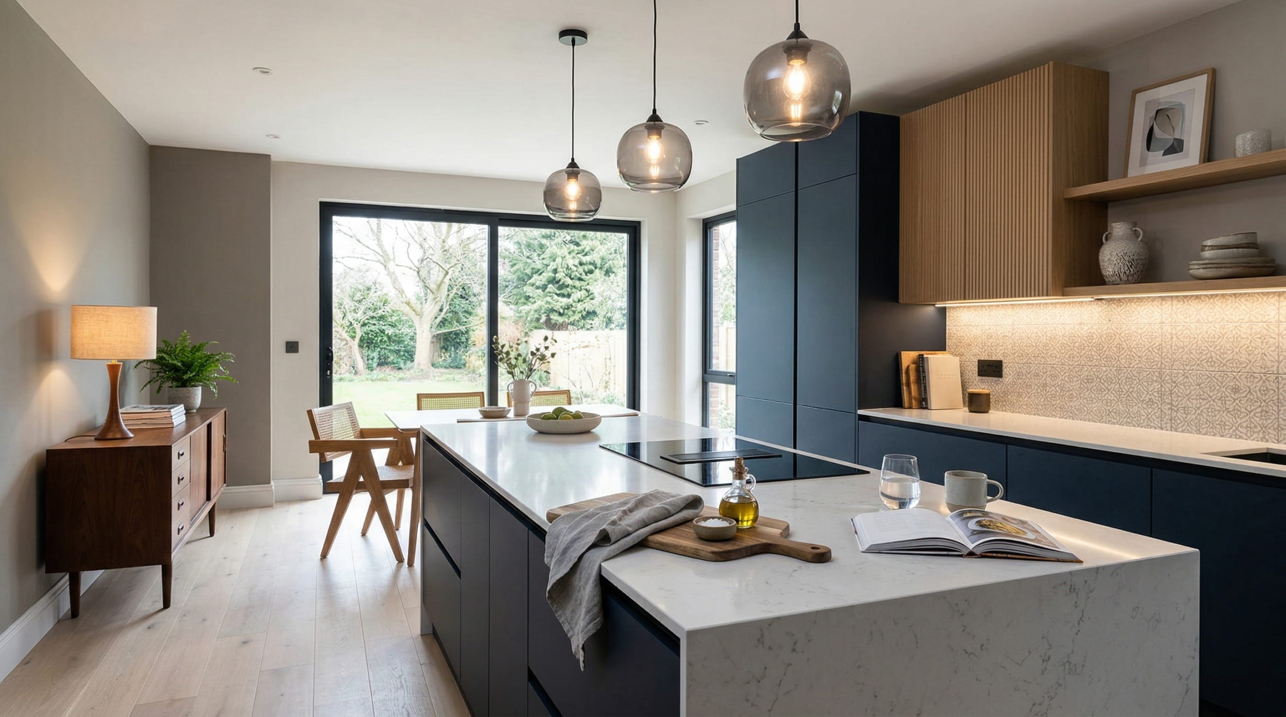 hero2_1200x675-264 Mastercraft bespoke kitchen in Connahs Quay, wide architectural view showing room volume and design quality