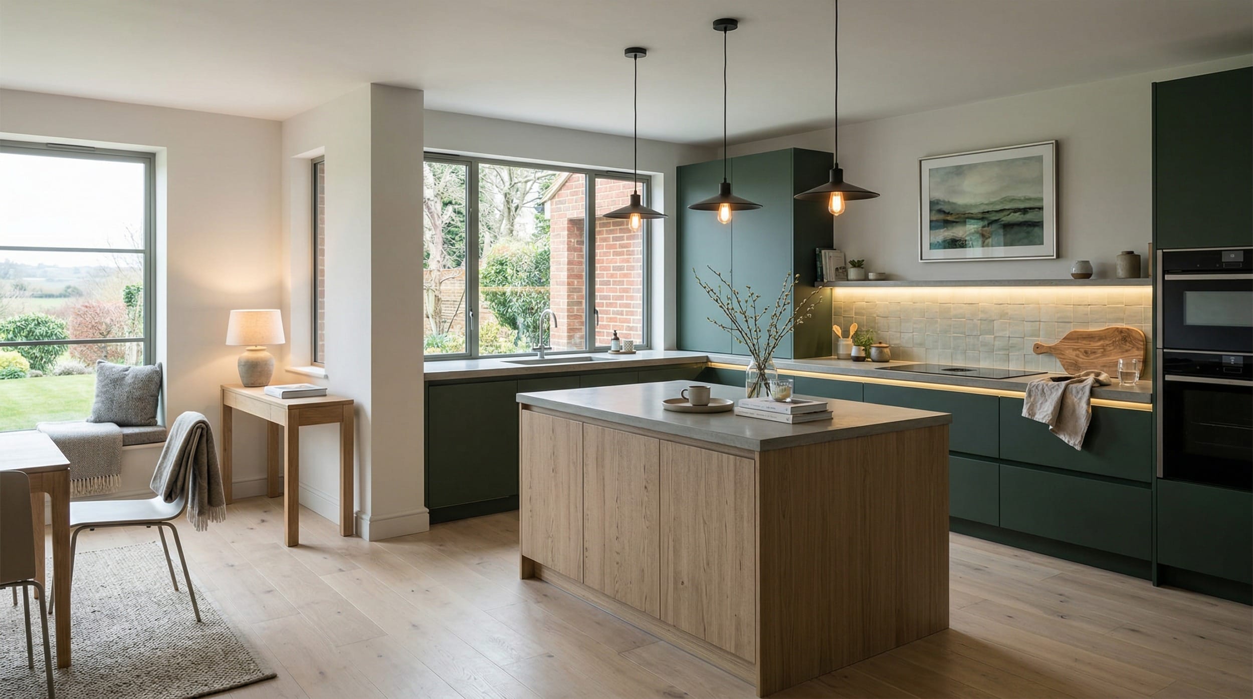 hero2_1200x675-286 Mastercraft bespoke kitchen design, wide architectural view showing room volume and design quality