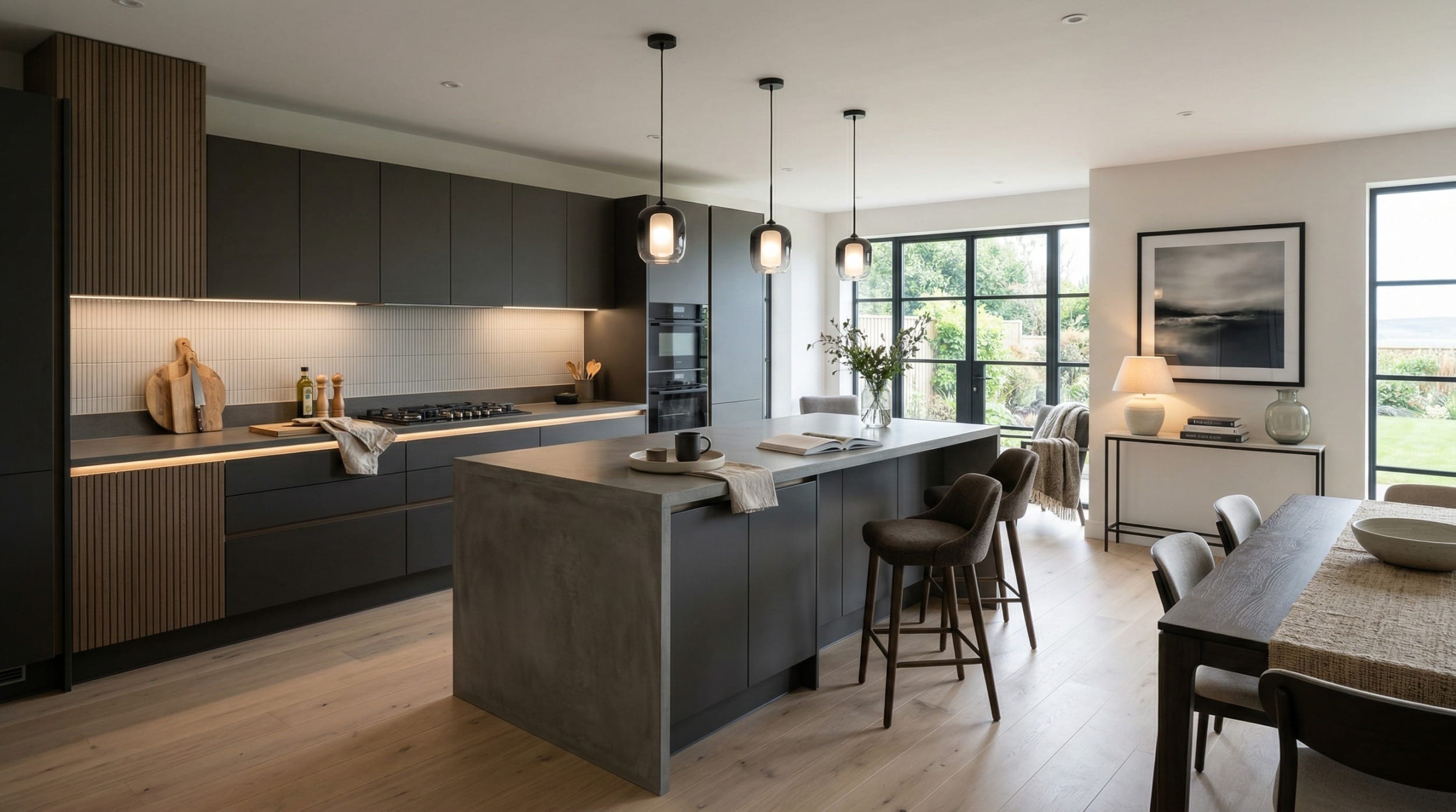 hero2_1200x675-288 Mastercraft bespoke kitchen design, wide architectural view showing room volume and design quality