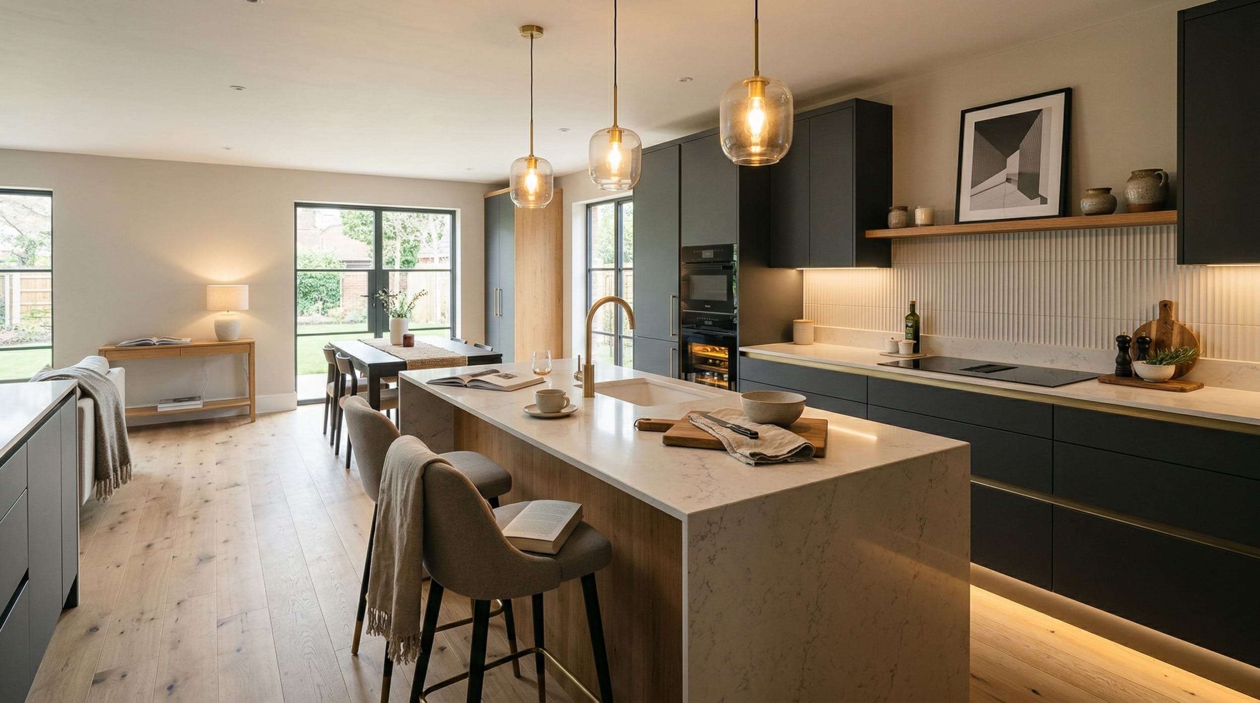 hero2_1200x675-289 Mastercraft bespoke kitchen design, wide architectural view showing room volume and design quality