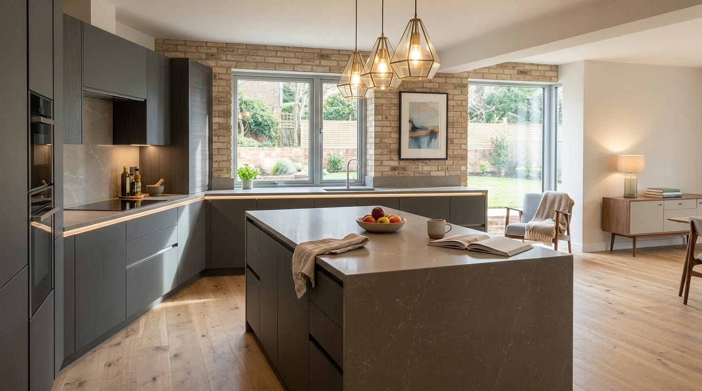 hero2_1200x675-29 Mastercraft bespoke kitchen in Tunbridge Wells, wide architectural view showing room volume and design quality