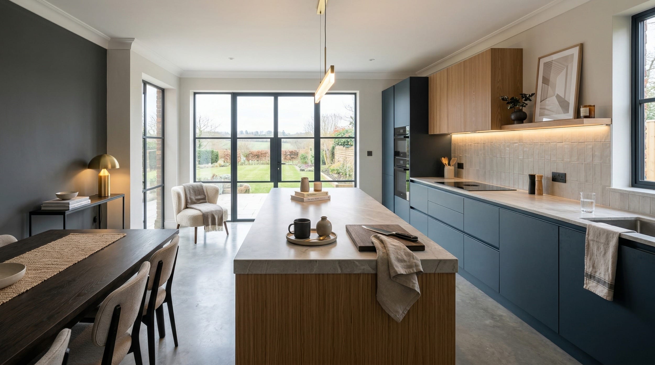 hero2_1200x675-293 Mastercraft bespoke kitchen design, wide architectural view showing room volume and design quality