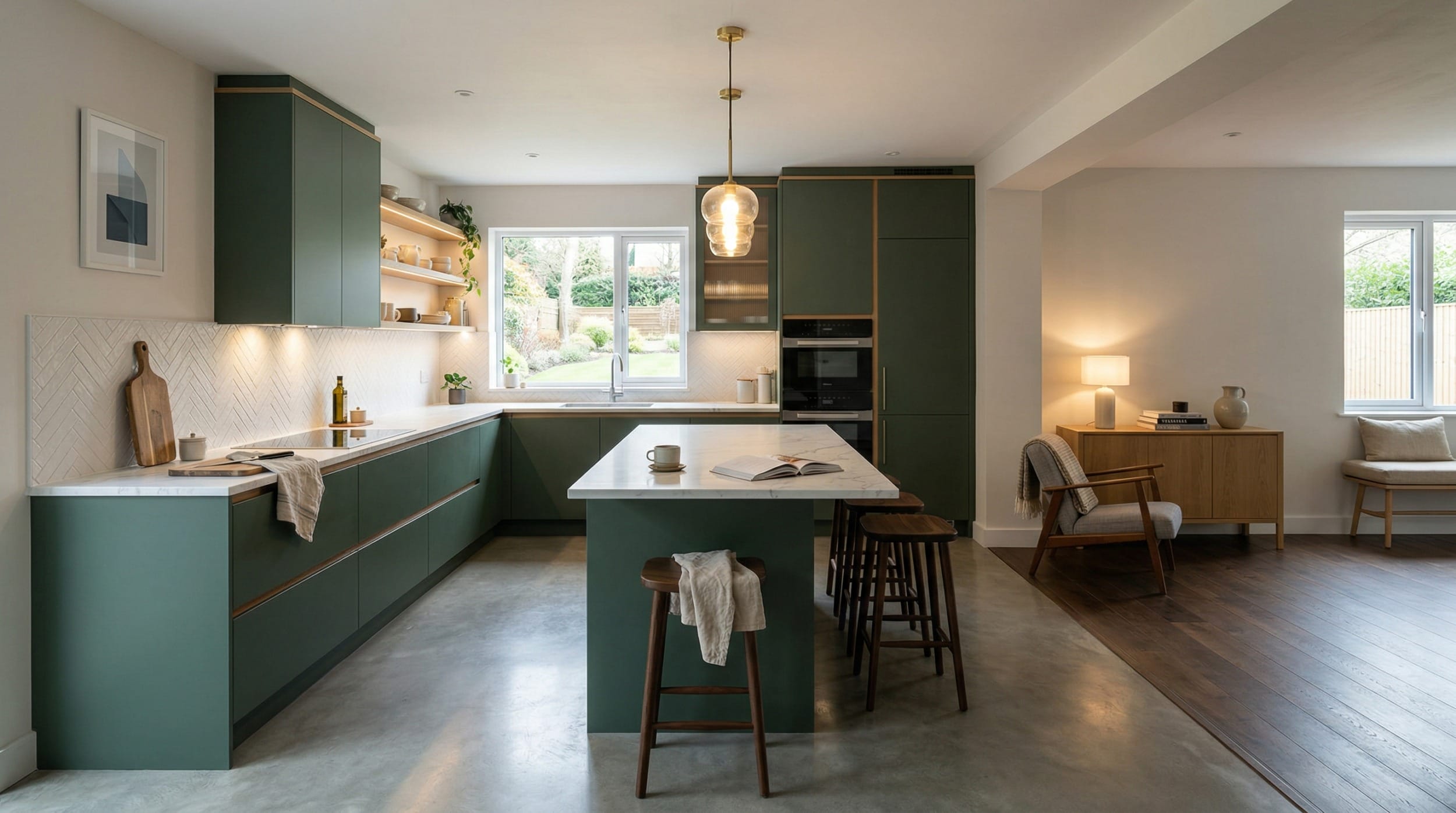 hero2_1200x675-300 Mastercraft bespoke kitchen design, wide architectural view showing room volume and design quality