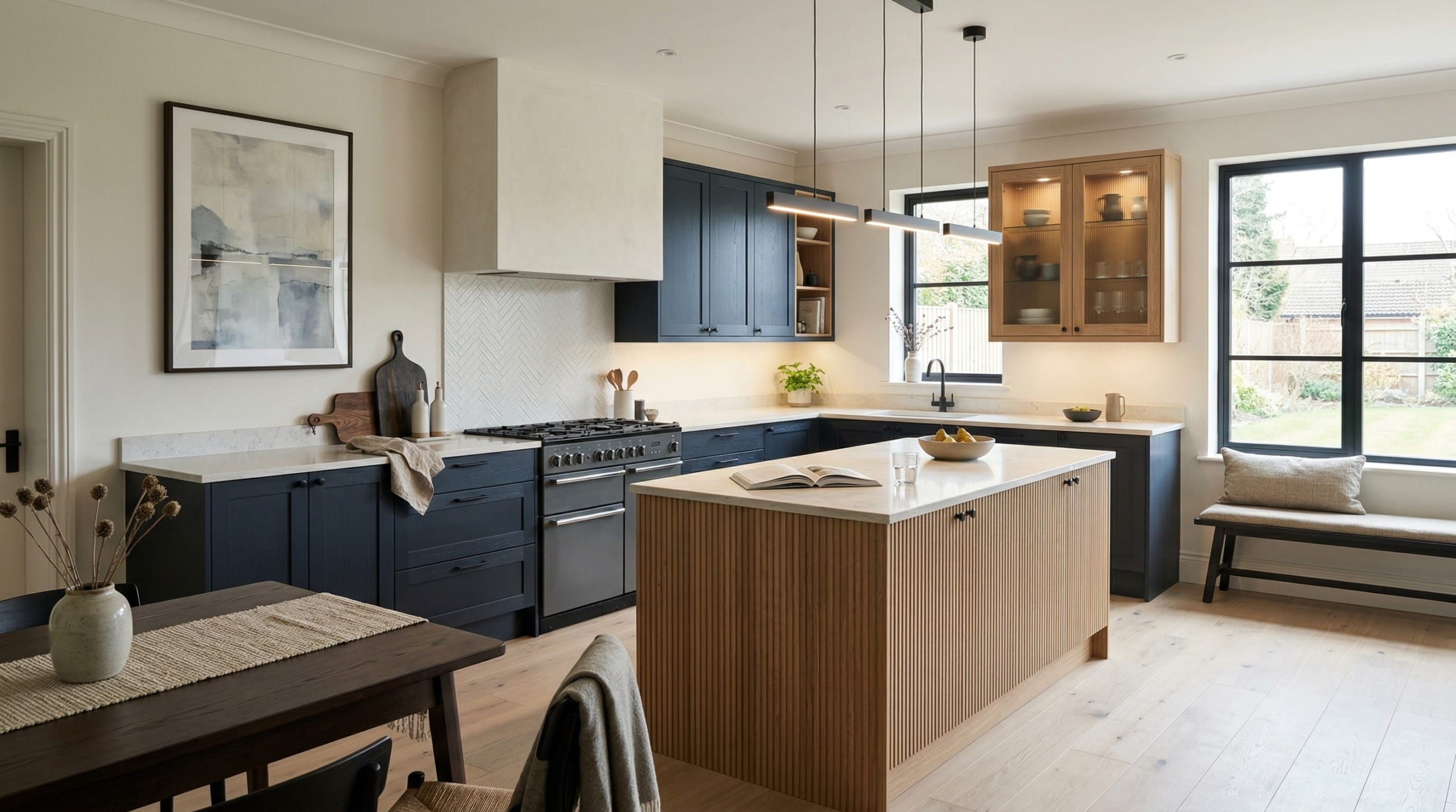 hero2_1200x675-307 Mastercraft bespoke kitchen design, wide architectural view showing room volume and design quality