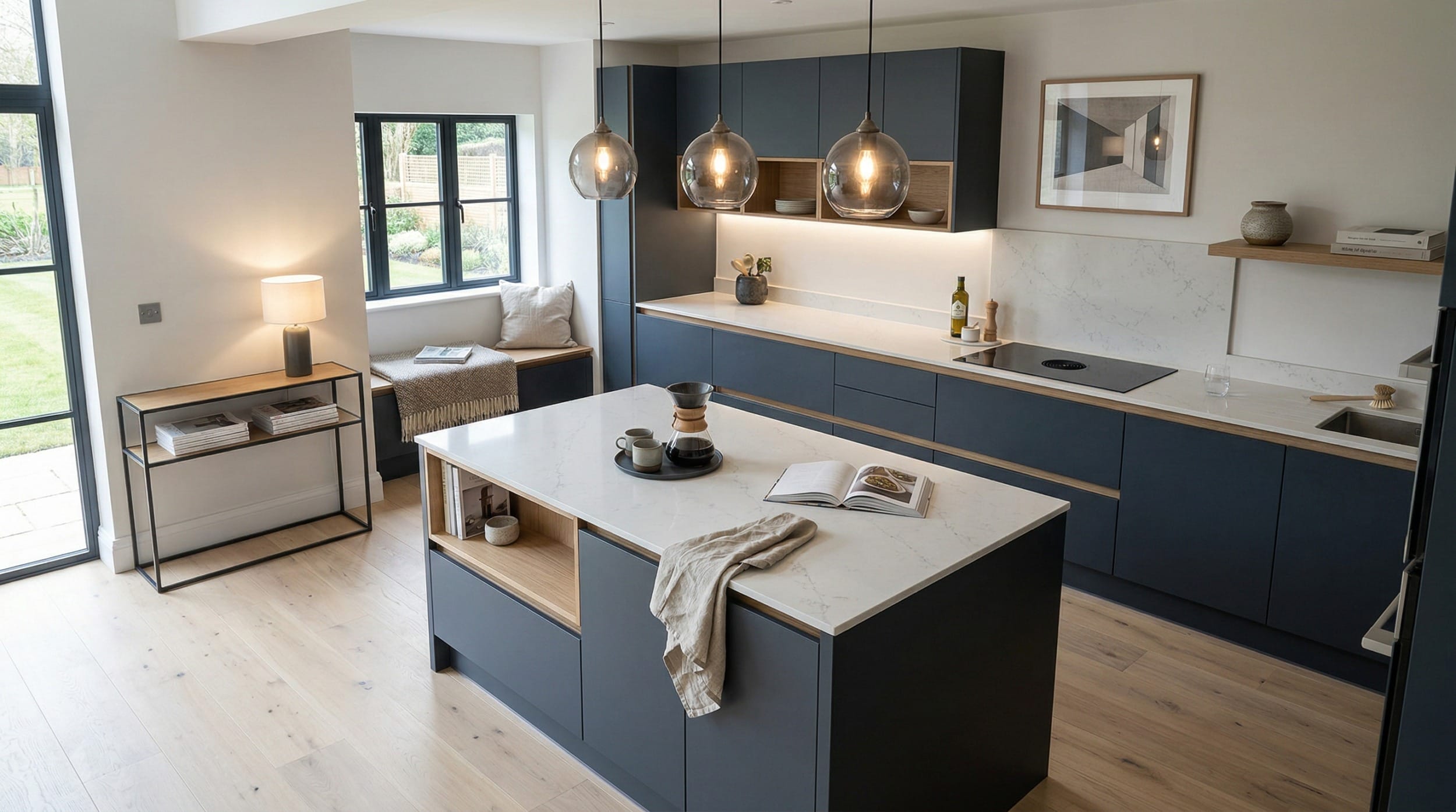 hero2_1200x675-327 Mastercraft bespoke kitchen design, wide architectural view showing room volume and design quality