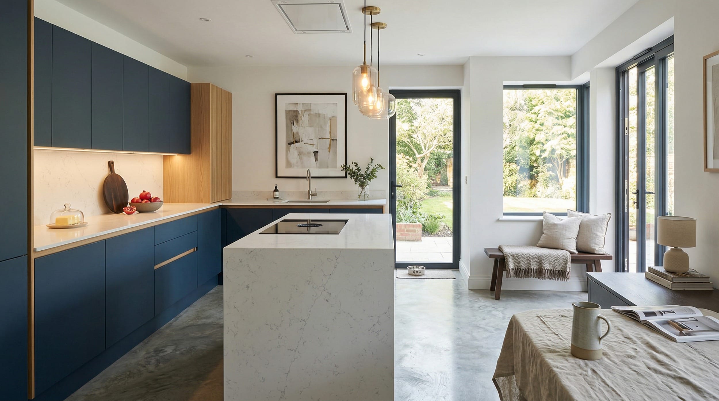 hero2_1200x675-338 Mastercraft bespoke kitchen design, wide architectural view showing room volume and design quality