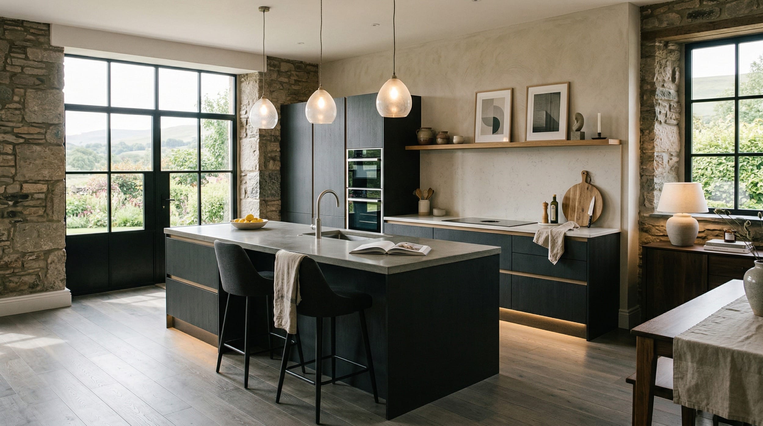 hero2_1200x675-341 Mastercraft bespoke kitchen design, wide architectural view showing room volume and design quality