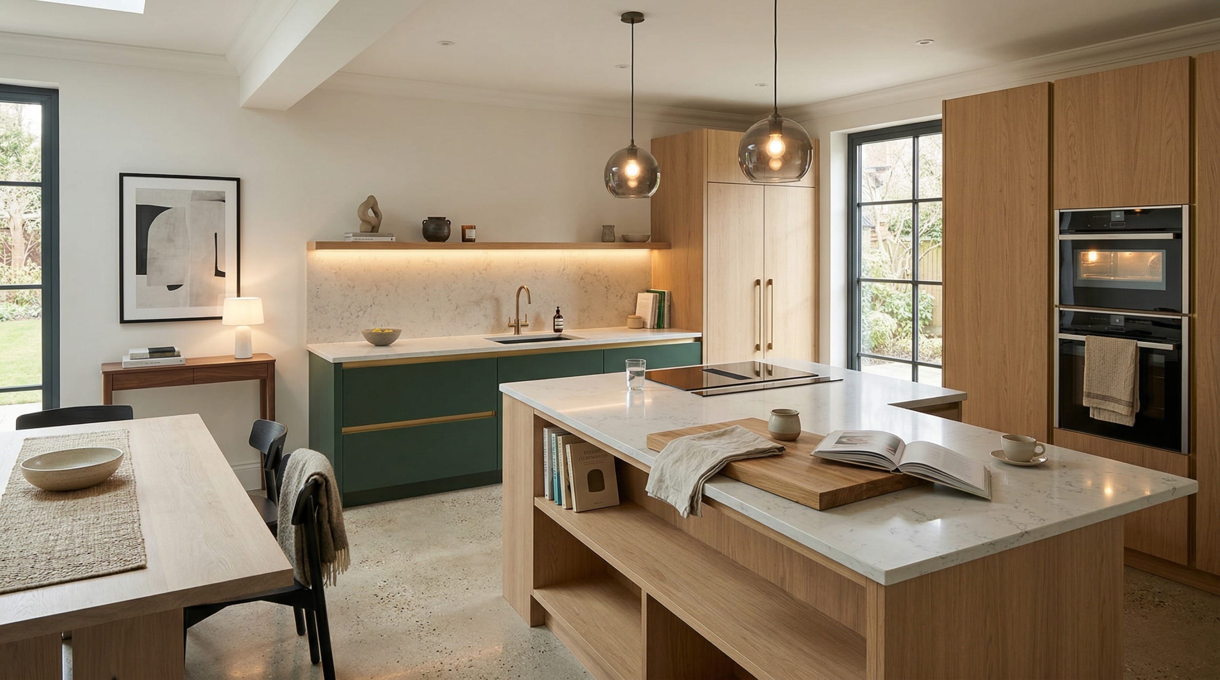 hero2_1200x675-345 Mastercraft bespoke kitchen design, wide architectural view showing room volume and design quality