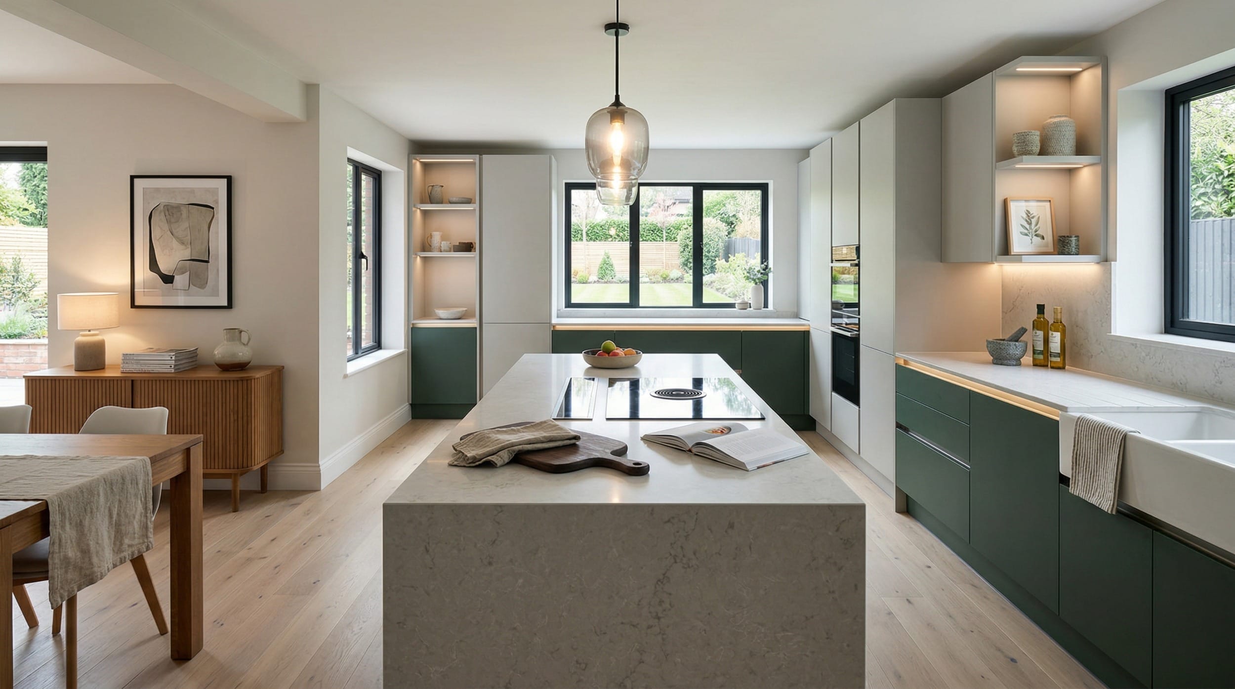 hero2_1200x675-376 Mastercraft bespoke kitchen design, wide architectural view showing room volume and design quality