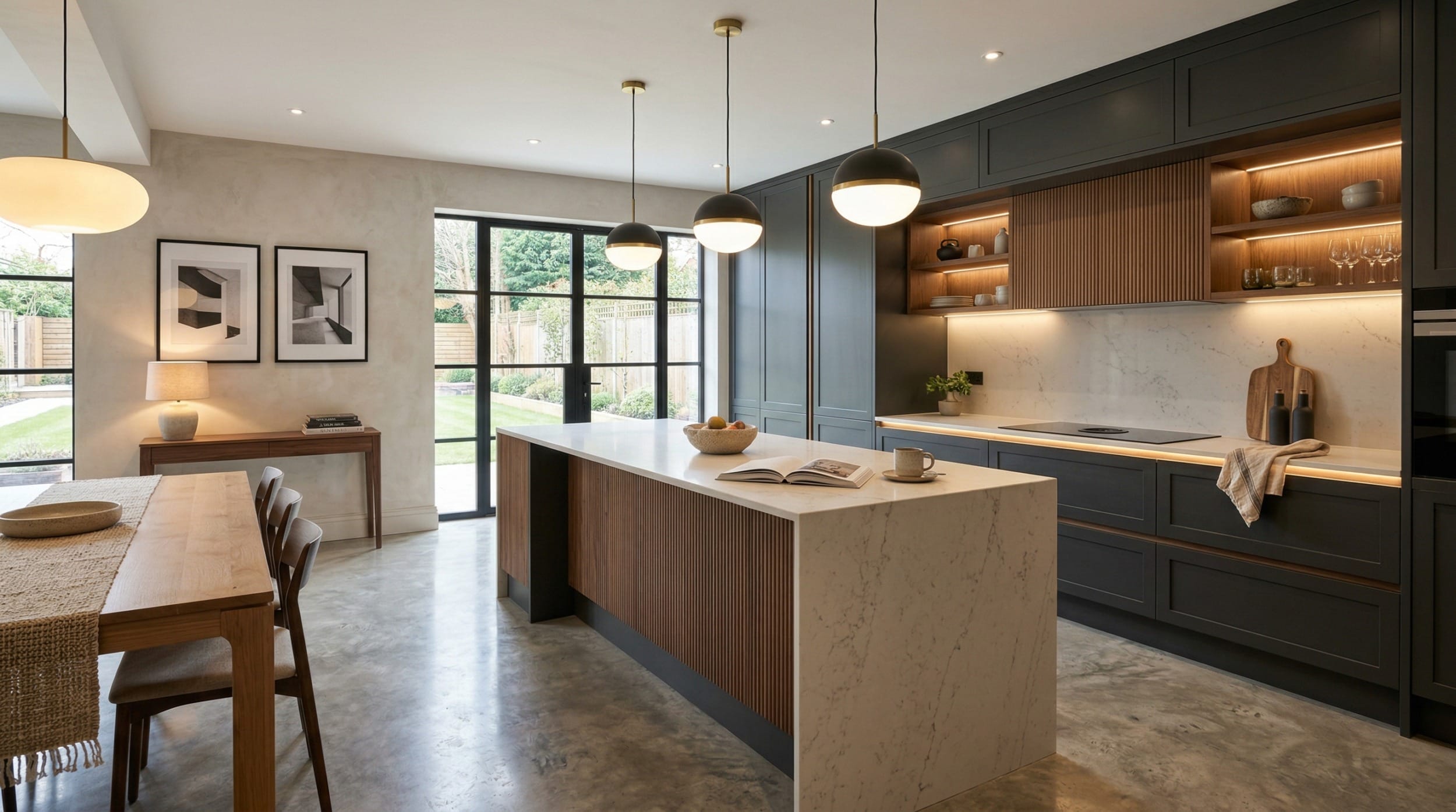 hero2_1200x675-389 Mastercraft bespoke kitchen design, wide architectural view showing room volume and design quality