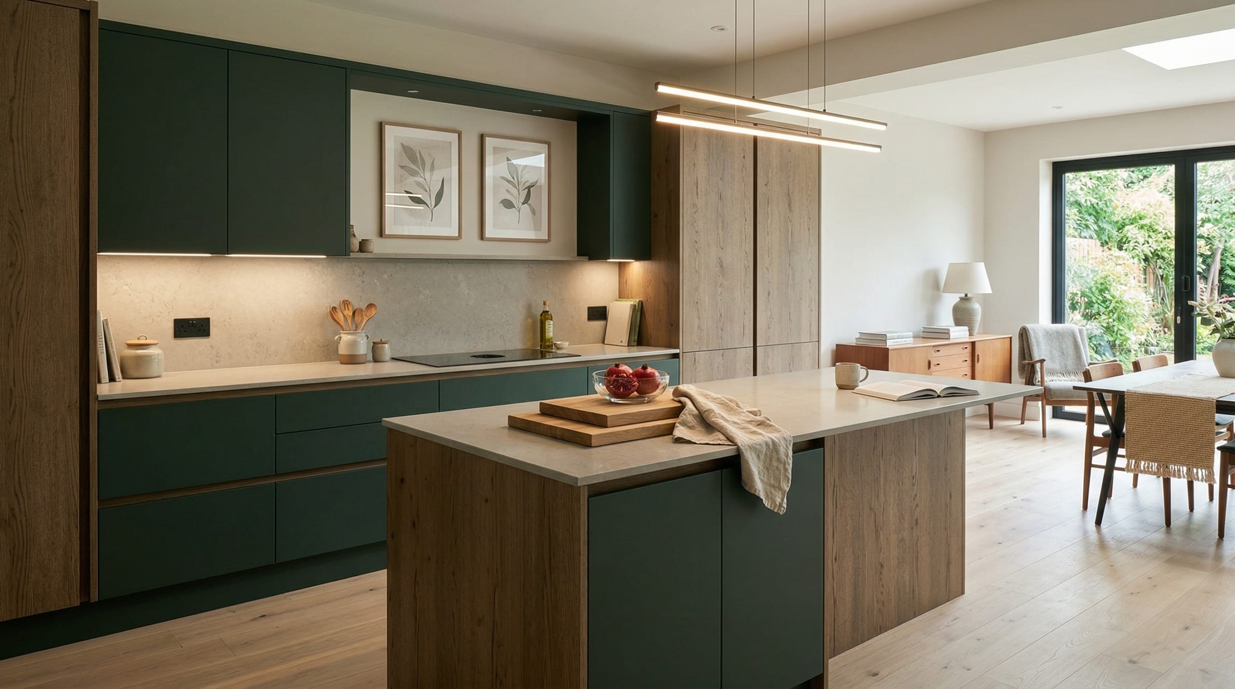 hero2_1200x675-390 Mastercraft bespoke kitchen design, wide architectural view showing room volume and design quality