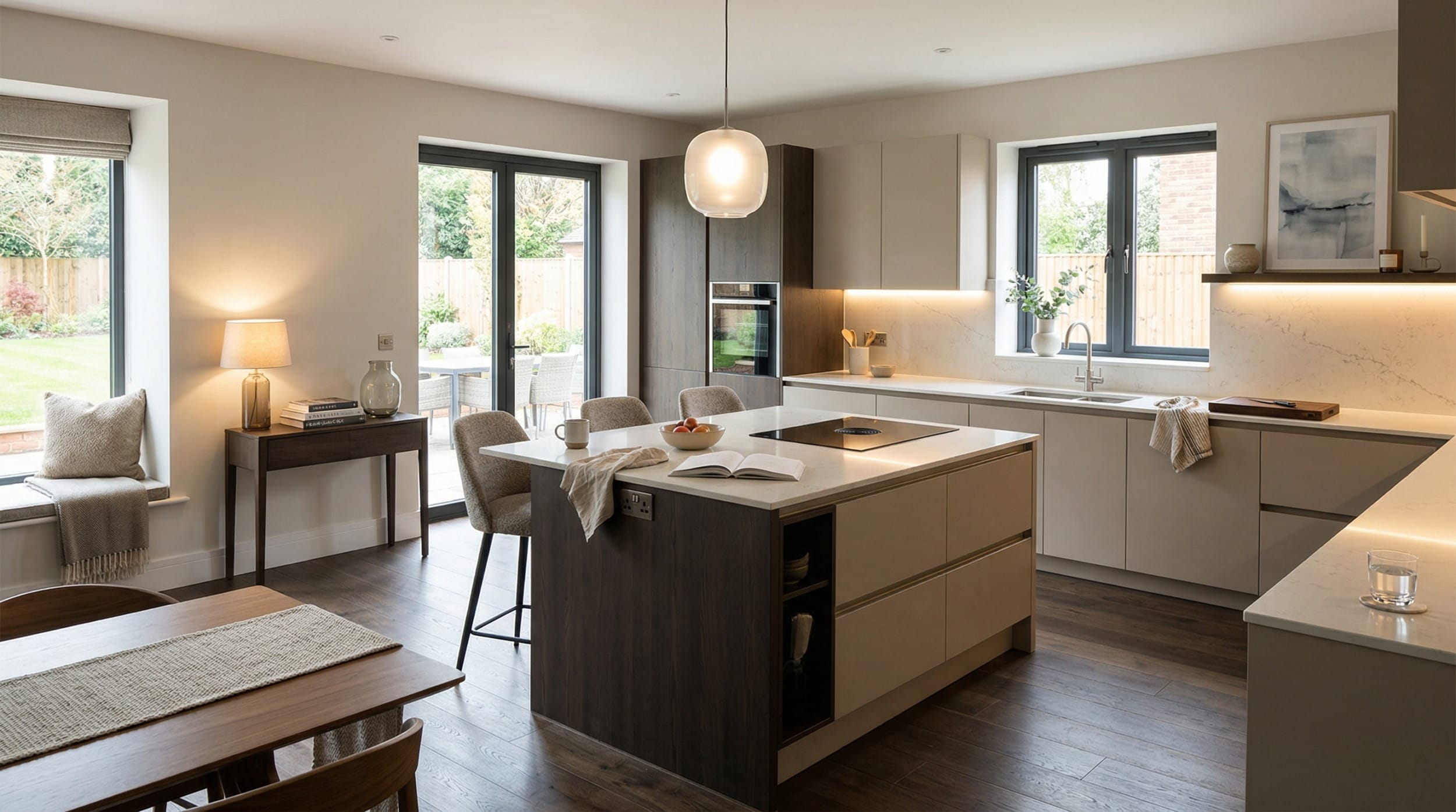 hero2_1200x675-442 Mastercraft bespoke kitchen design, wide architectural view showing room volume and design quality