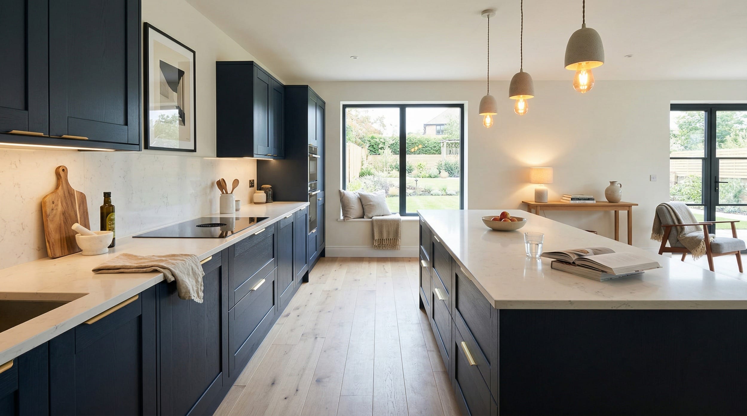 hero2_1200x675-443 Mastercraft bespoke kitchen design, wide architectural view showing room volume and design quality