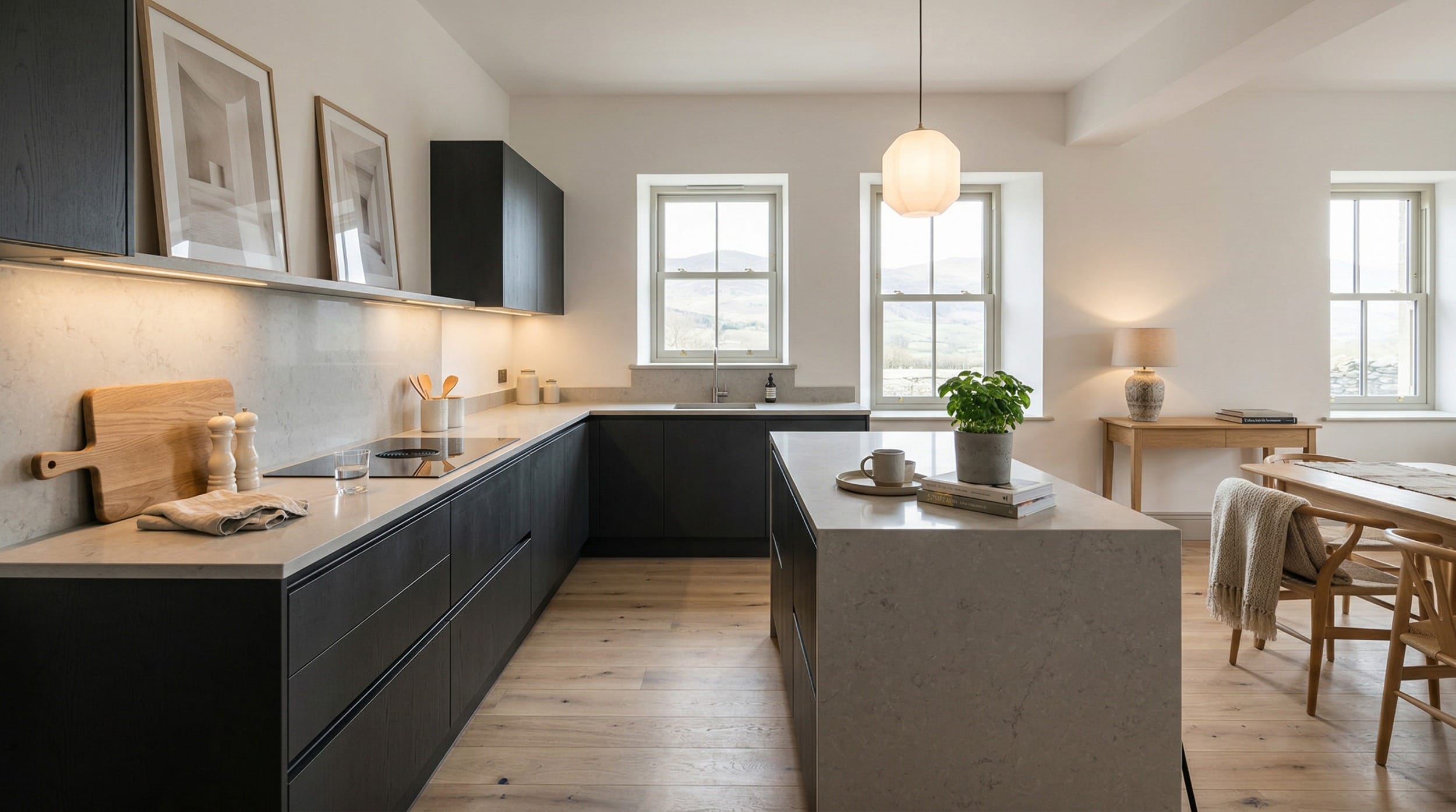 hero2_1200x675-464 Mastercraft bespoke kitchen design, wide architectural view showing room volume and design quality