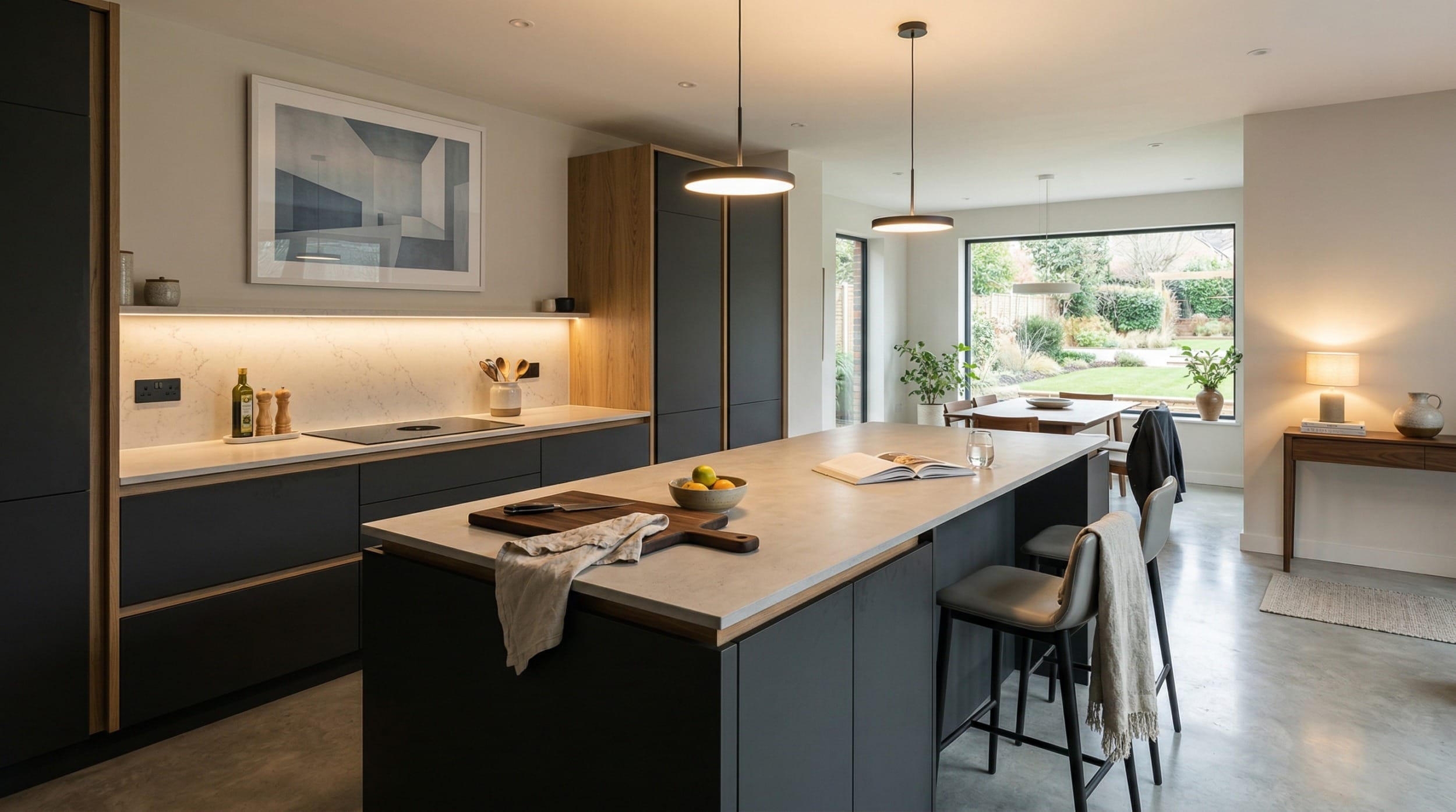 hero2_1200x675-471 Mastercraft bespoke kitchen design, wide architectural view showing room volume and design quality