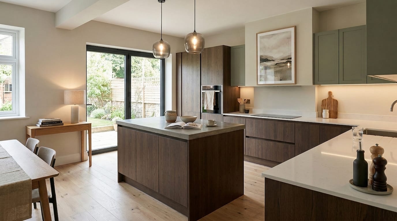 hero2_1200x675-503 Mastercraft bespoke kitchen design, wide architectural view showing room volume and design quality