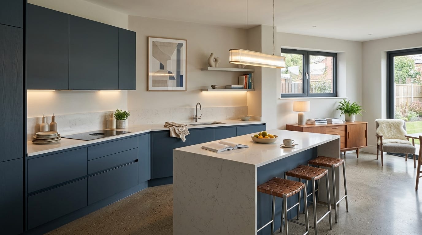 hero2_1200x675-60 Mastercraft bespoke kitchen in Halewood, wide architectural view showing room volume and design quality