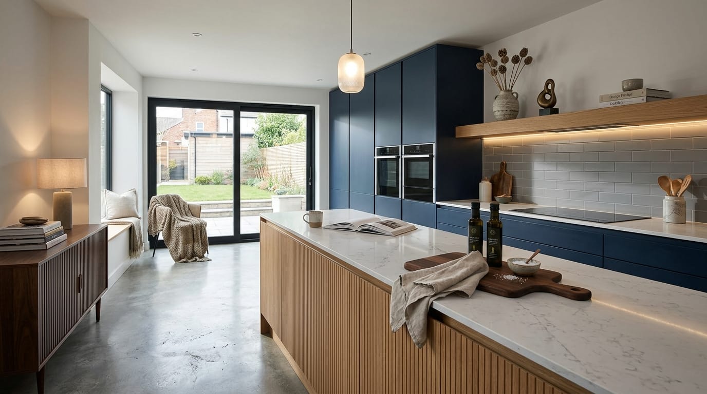 hero2_1200x675-82 Mastercraft bespoke kitchen in Carnforth, wide architectural view showing room volume and design quality