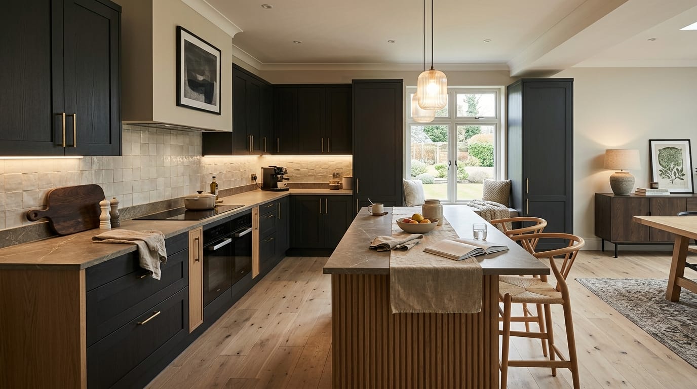 hero2_1200x675-97 Mastercraft bespoke kitchen in Morecambe, wide architectural view showing room volume and design quality