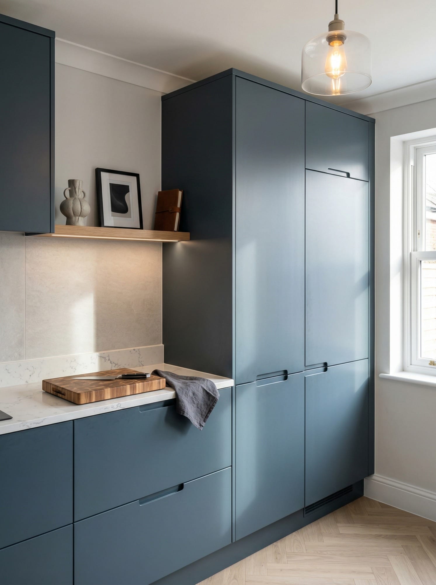 Full-height bespoke kitchen cabinetry by Mastercraft, modern shaker cabinetry